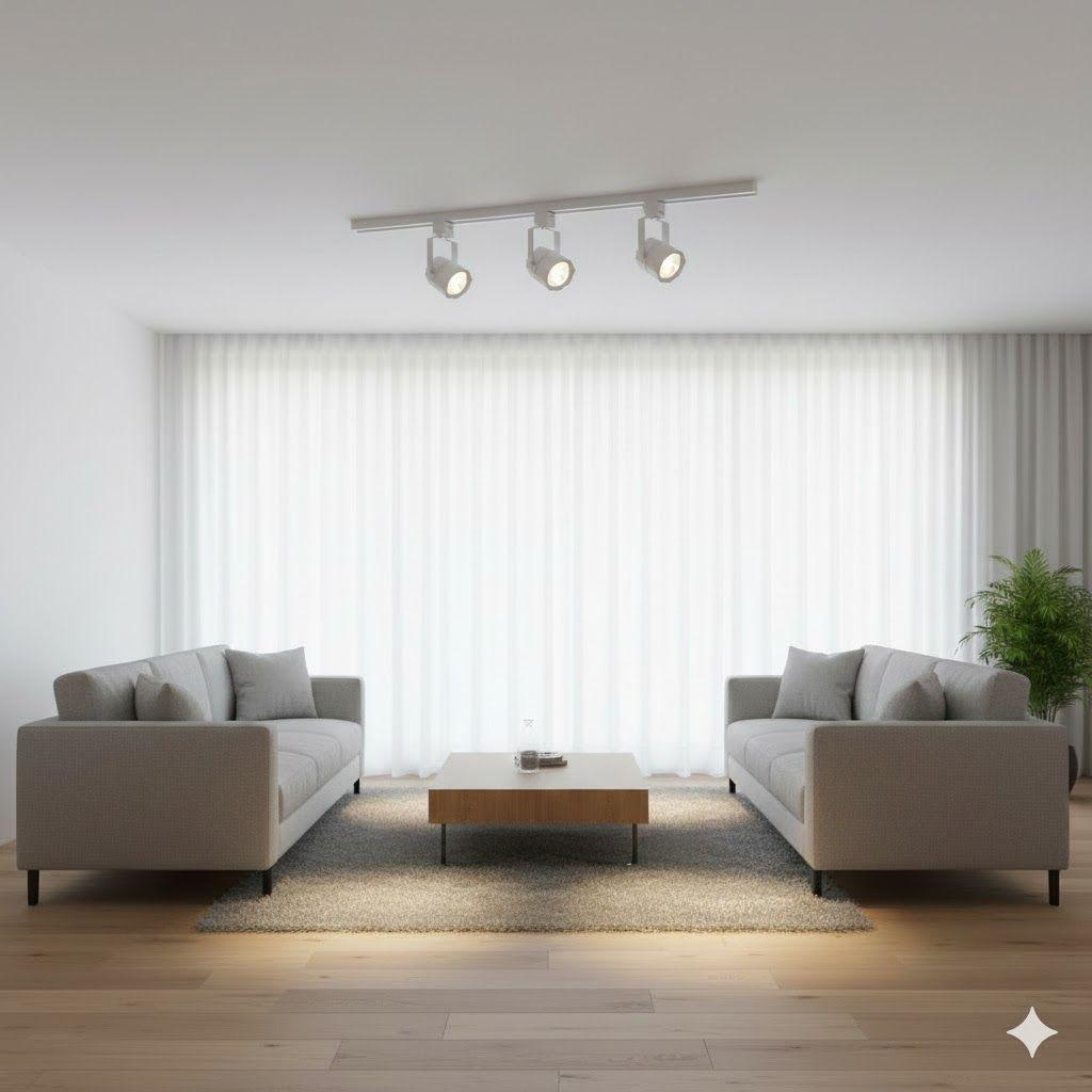 Lámpara 4 Focos Blancos Hexagonal Luz Cálida con Riel de 1 metro-5