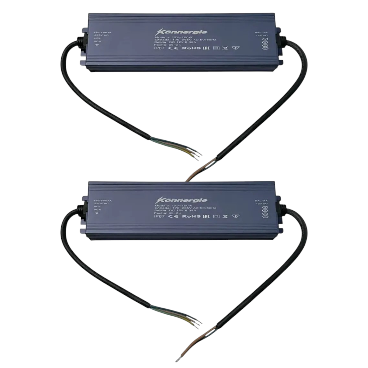 2 Fuentes de Poder 12V 8.33A 100W IP67 Hermética-0