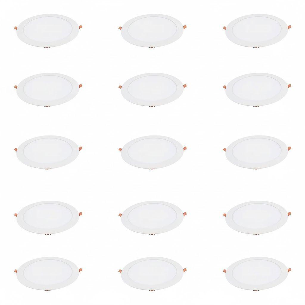 15 Focos Panel Led 3W Redondo Embutido 220V Luz Cálida-0