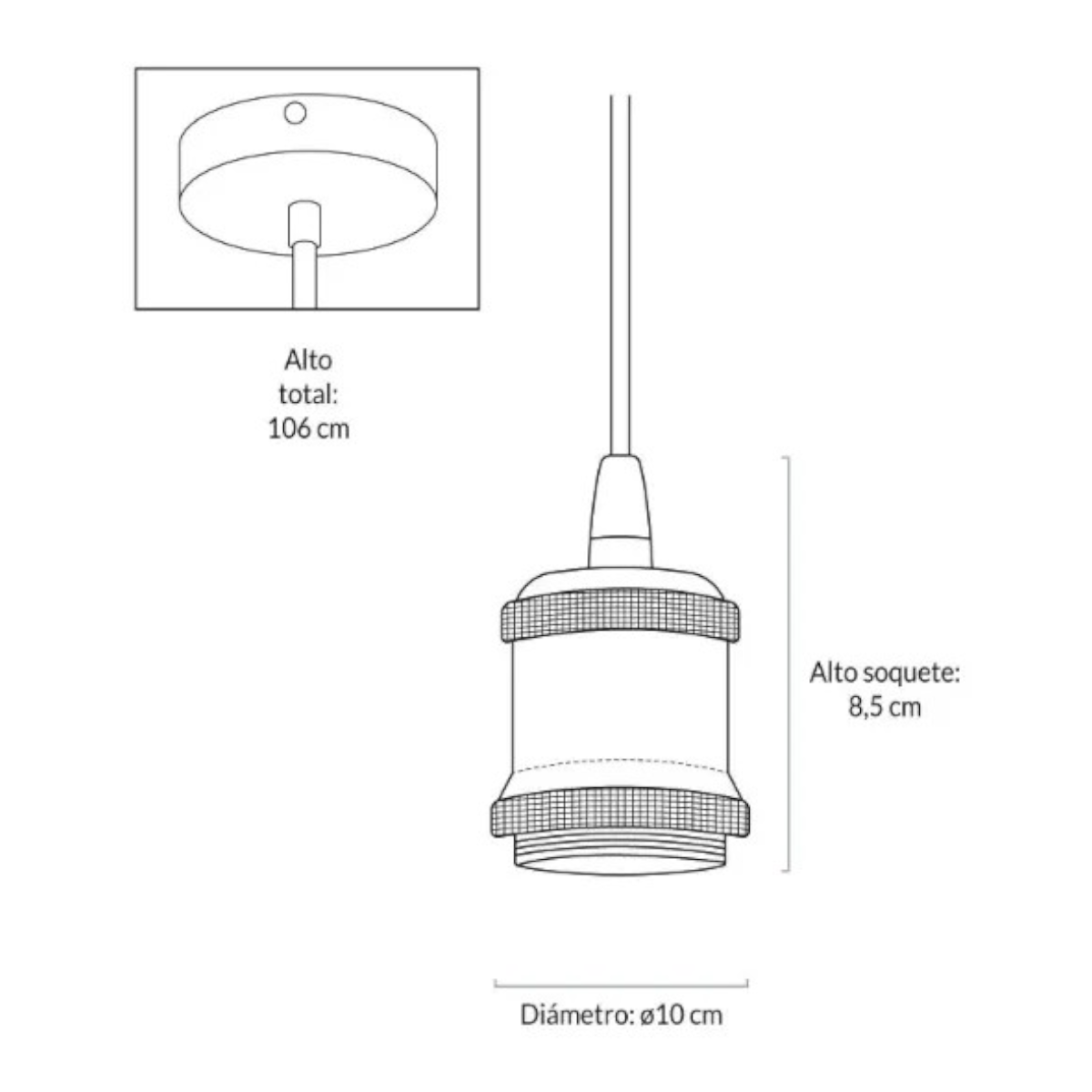 6 Soquetes Vintage Dorado E27 Cordón 1mt-2