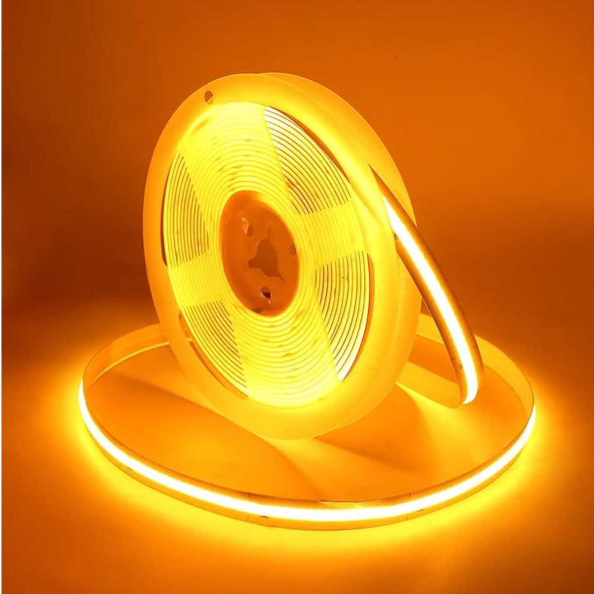 Cinta Led 12v 5mt Cob Luz Amarilla + Transformador + Conector-2