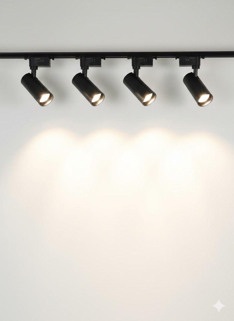 Lámpara 8 Focos Negros Gu10 Luz Fría con 2 Riel de 1mt y Unión -5