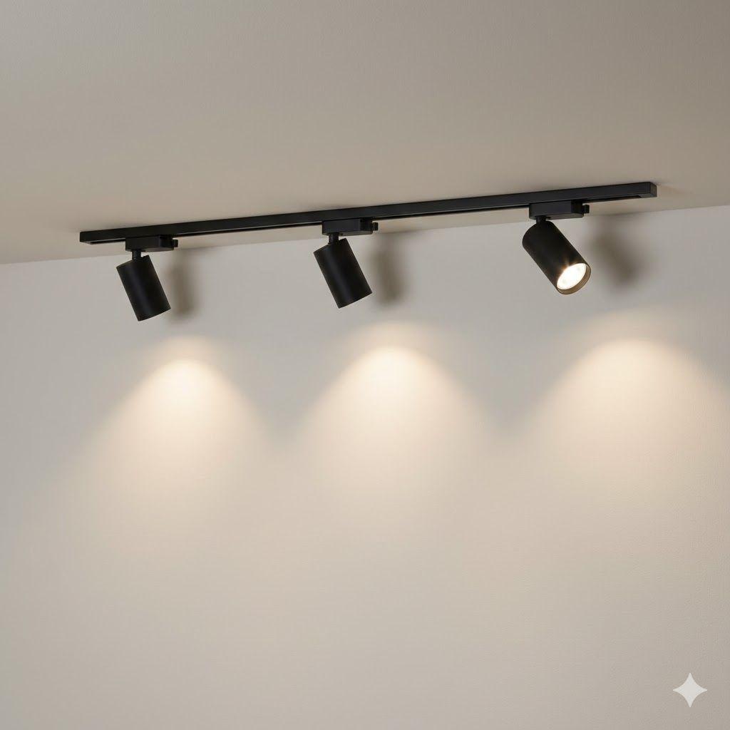 Lámpara 4 Focos Negros Luz Fría con Riel de 1 Metro-5