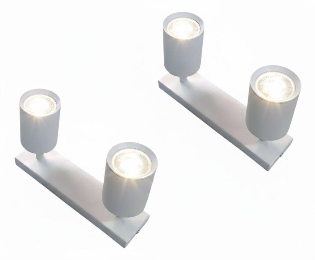 2 Aplique Blanco con 2 Focos Dirigibles Luz Cálida-3