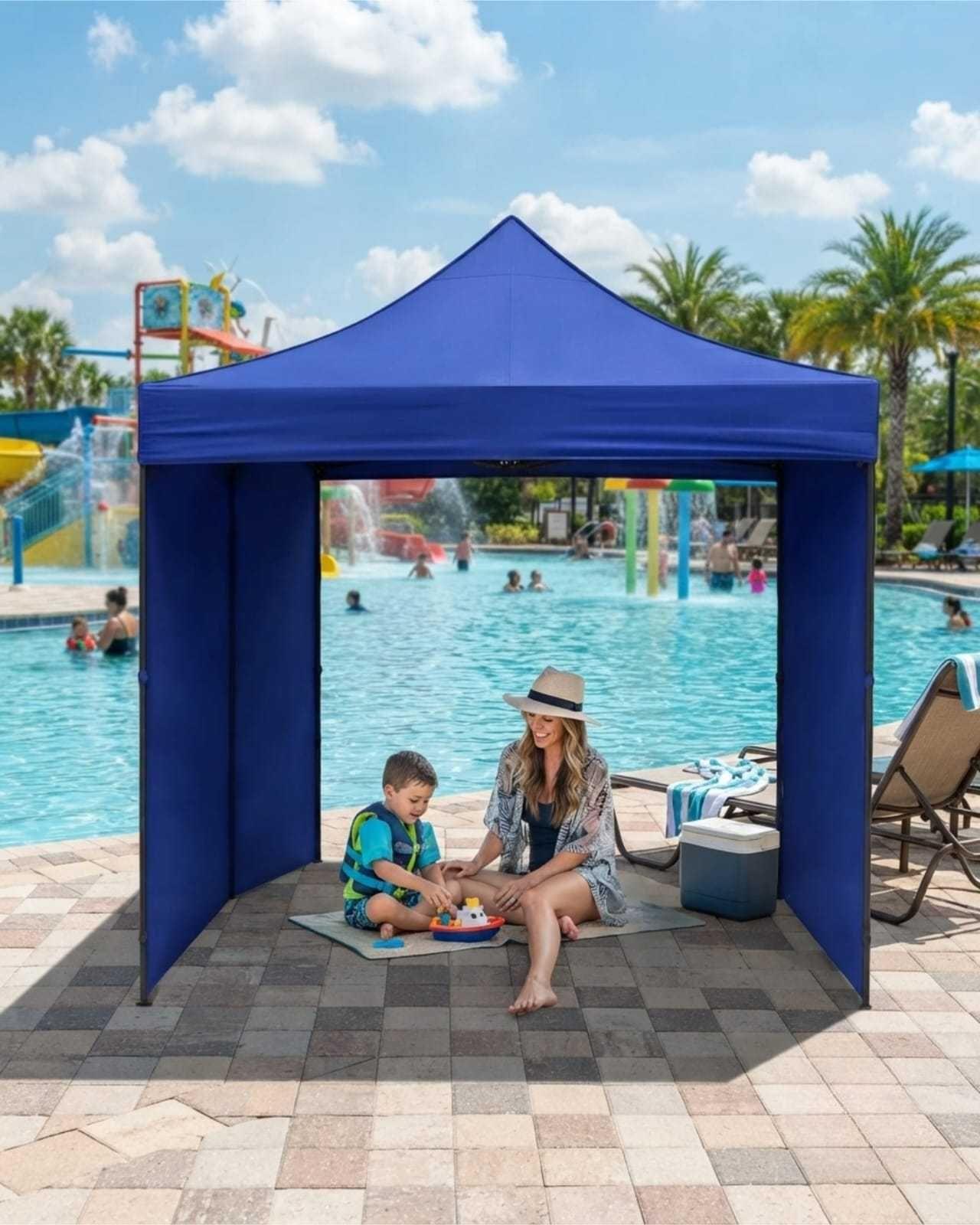 Toldo Plegable 3x3 Metros Carpa Impermeable con Cortinas Laterales UV-1