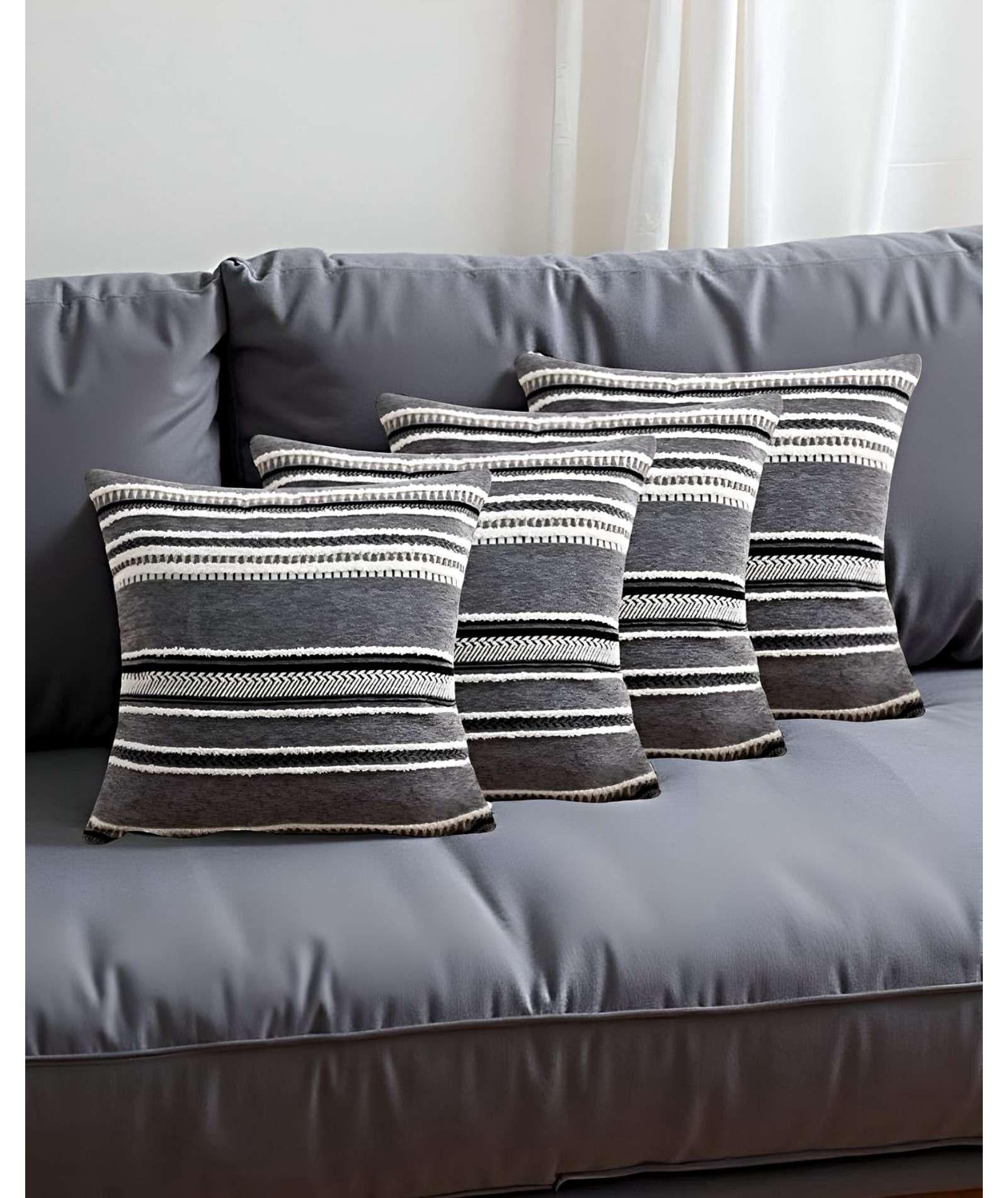 JUEGO DE 4 FUNDAS DE COJINES DISEÑO CHENILLE LINEAS MANDALA A4-3