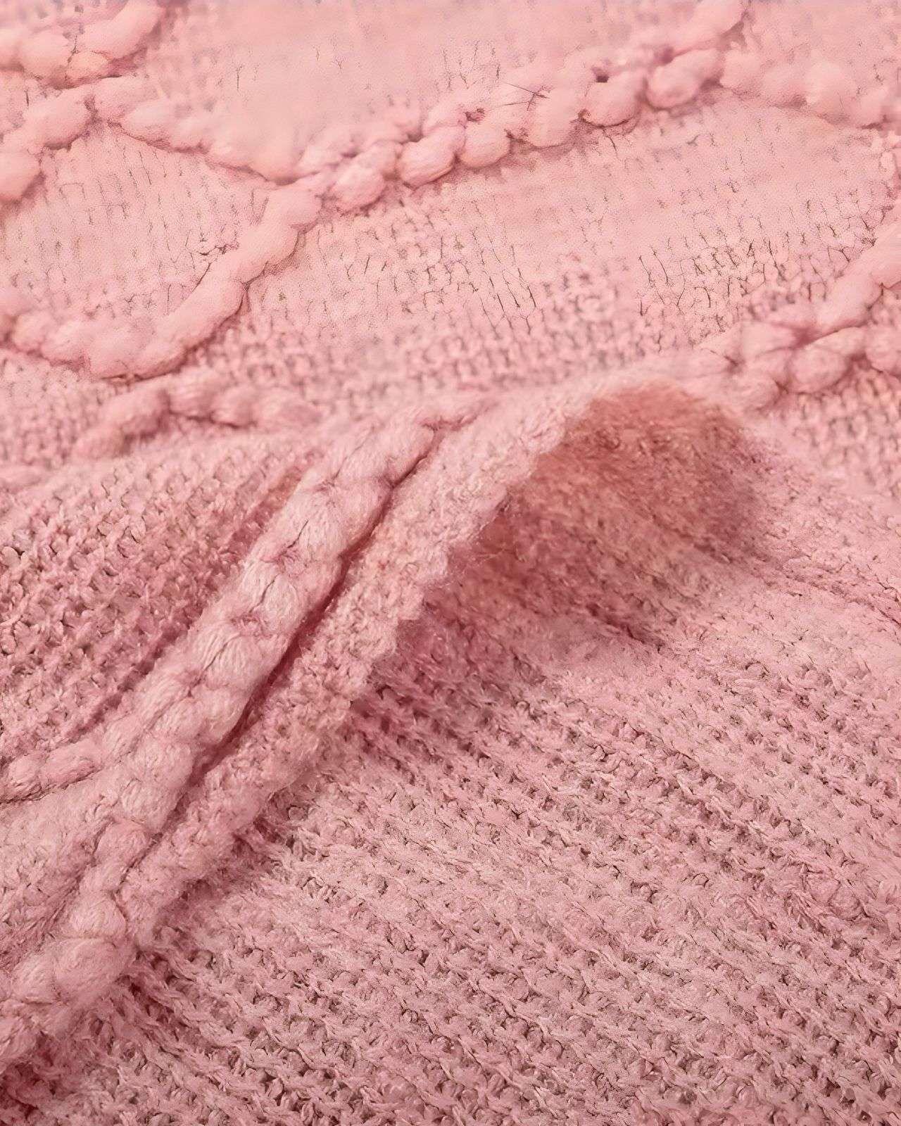 Mantas para sofas camas u oficinas con Flecos 127x152 cm Rosado-2