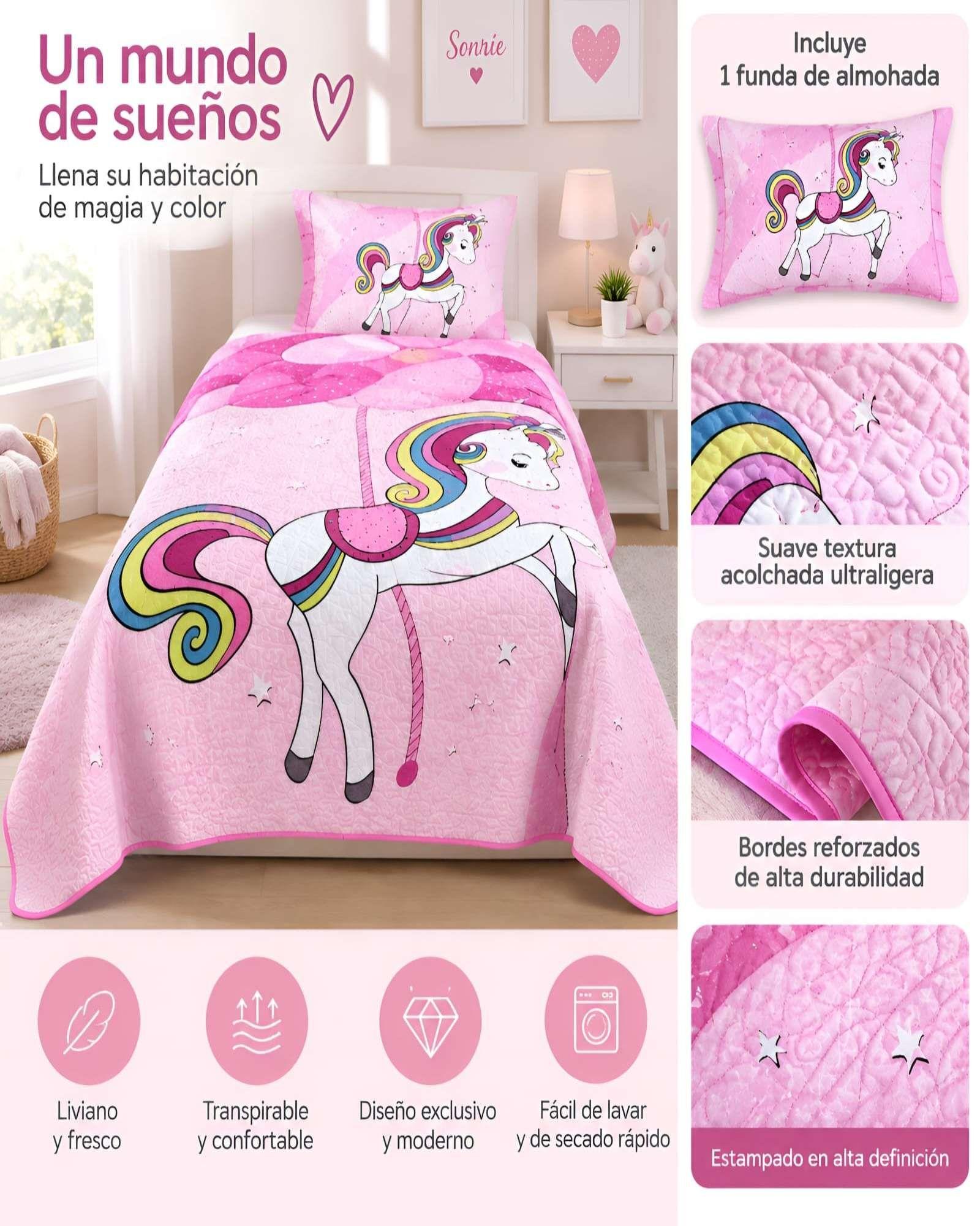 Quilt Delgado Cubrecama 1.5 Plazas + Funda de Almohada D34-3