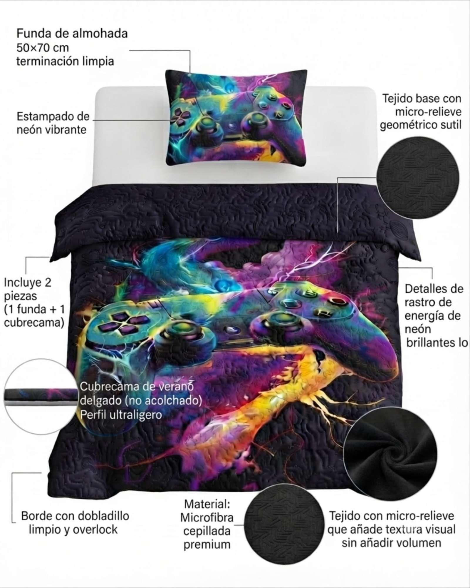 Set De Cama Verano 1.5 Plazas Cubrecama Ultraligero Mas Almohada m10-4