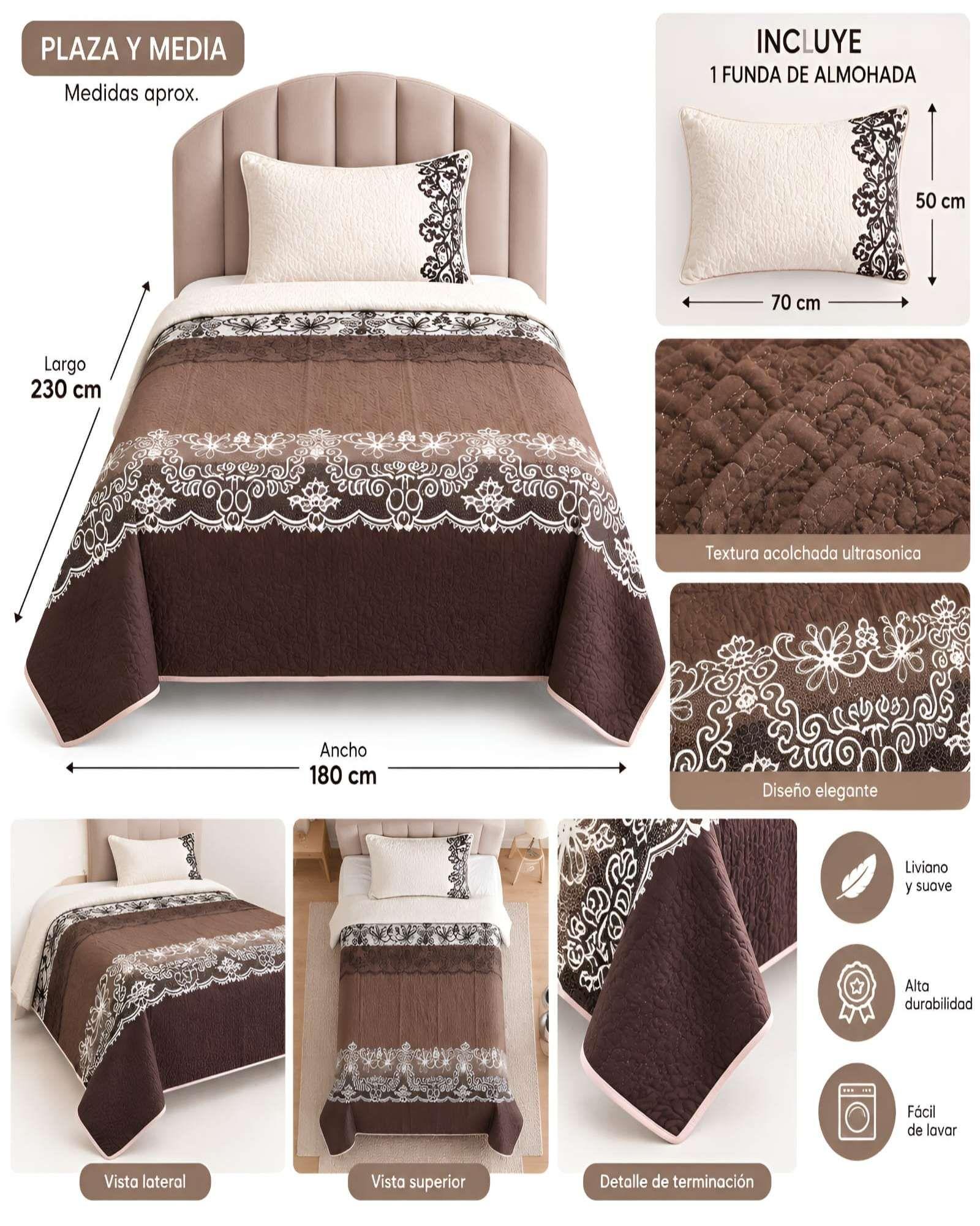 Set Cubrecama Verano 1.5 Plazas  + Almohada + Funda 26-1