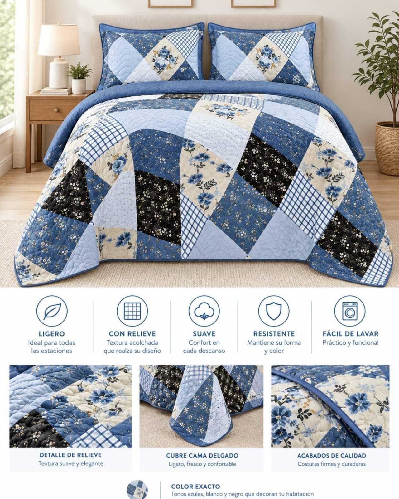 Cubrecama Delgado 2 Plazas Transpirable Con Fundas Mas Almohadas m29-4