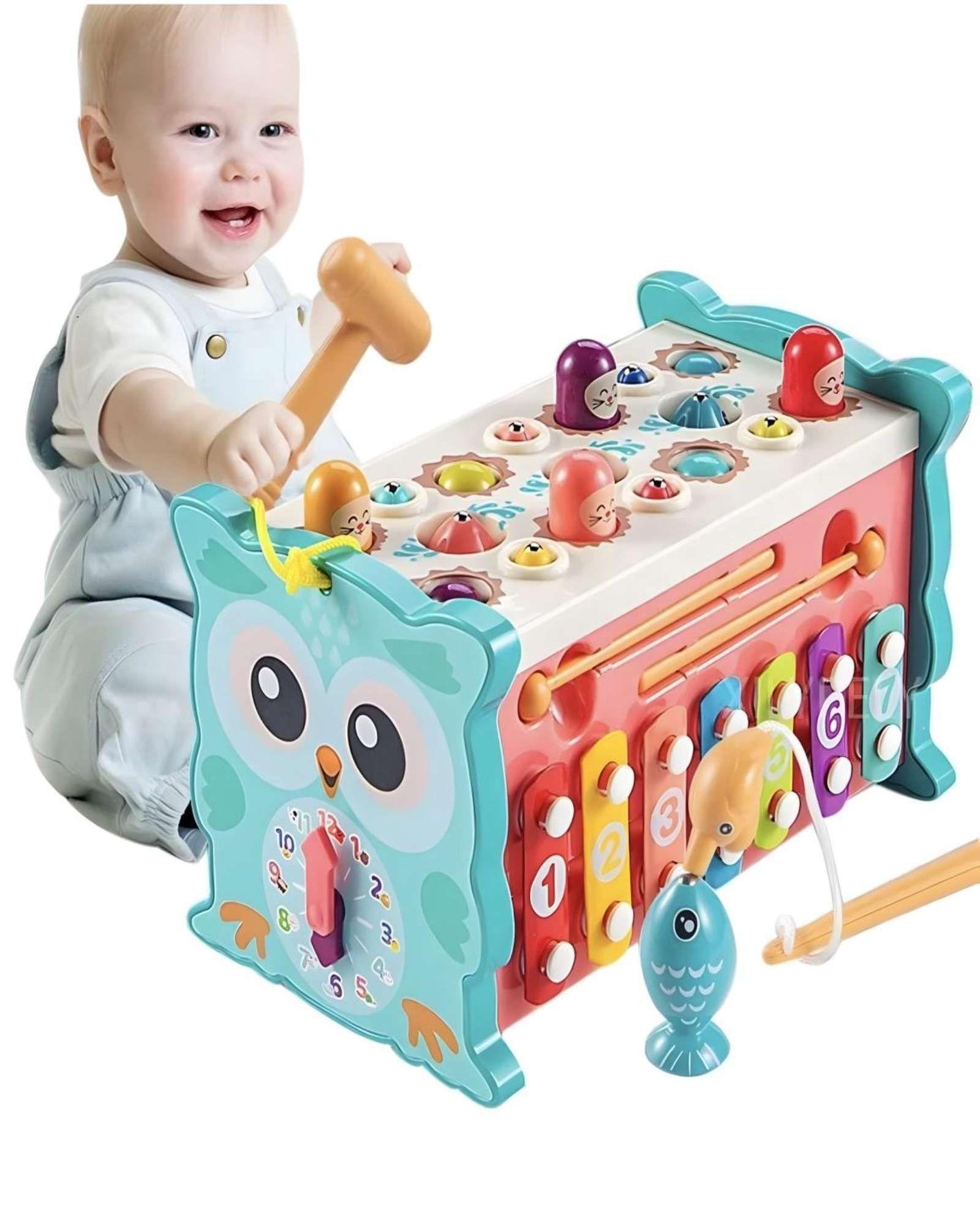 Centro de Actividades de Madera 8 en 1 Juguete BÚHO VERDE-0