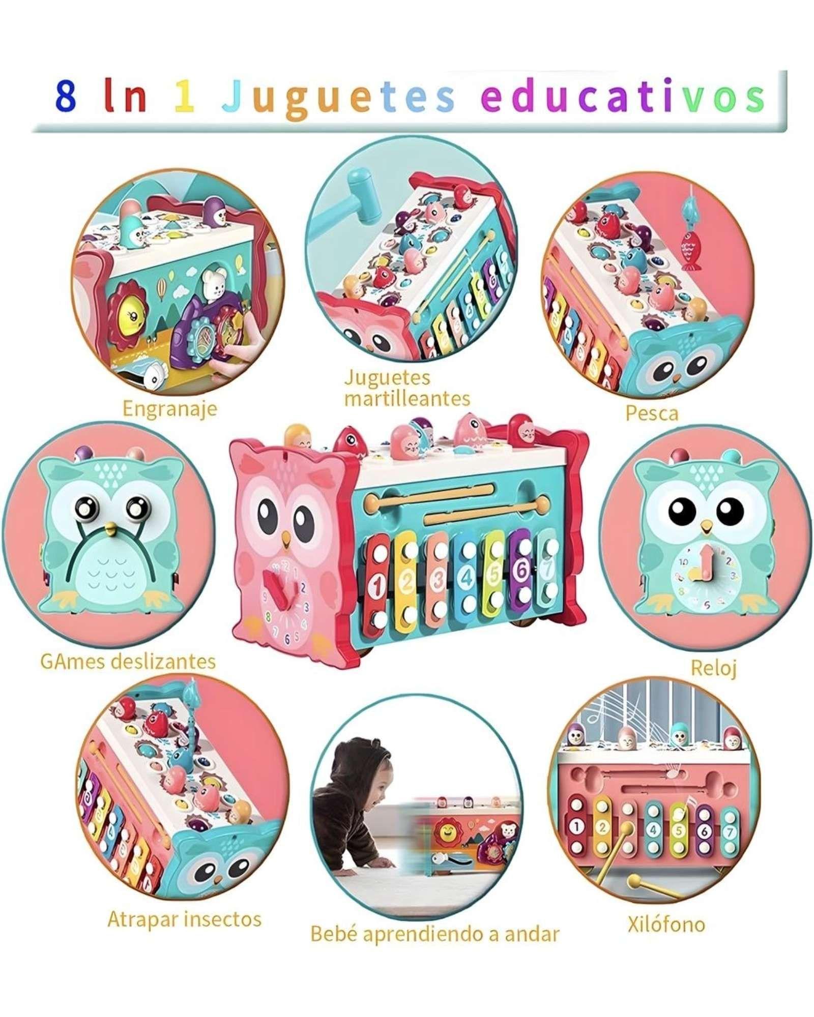 Centro de Actividades de Madera 8 en 1 Juguete BÚHO VERDE-2