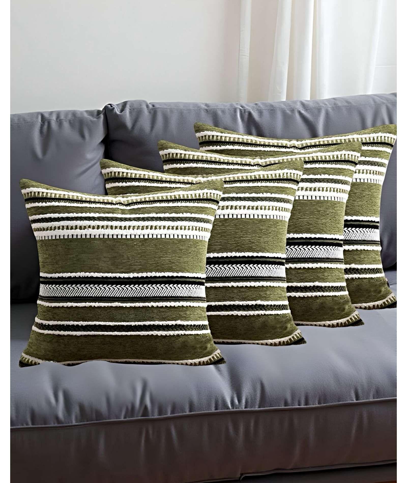 JUEGO DE 4 FUNDAS DE COJINES DISEÑO CHENILLE LINEAS MANDALA A1-3