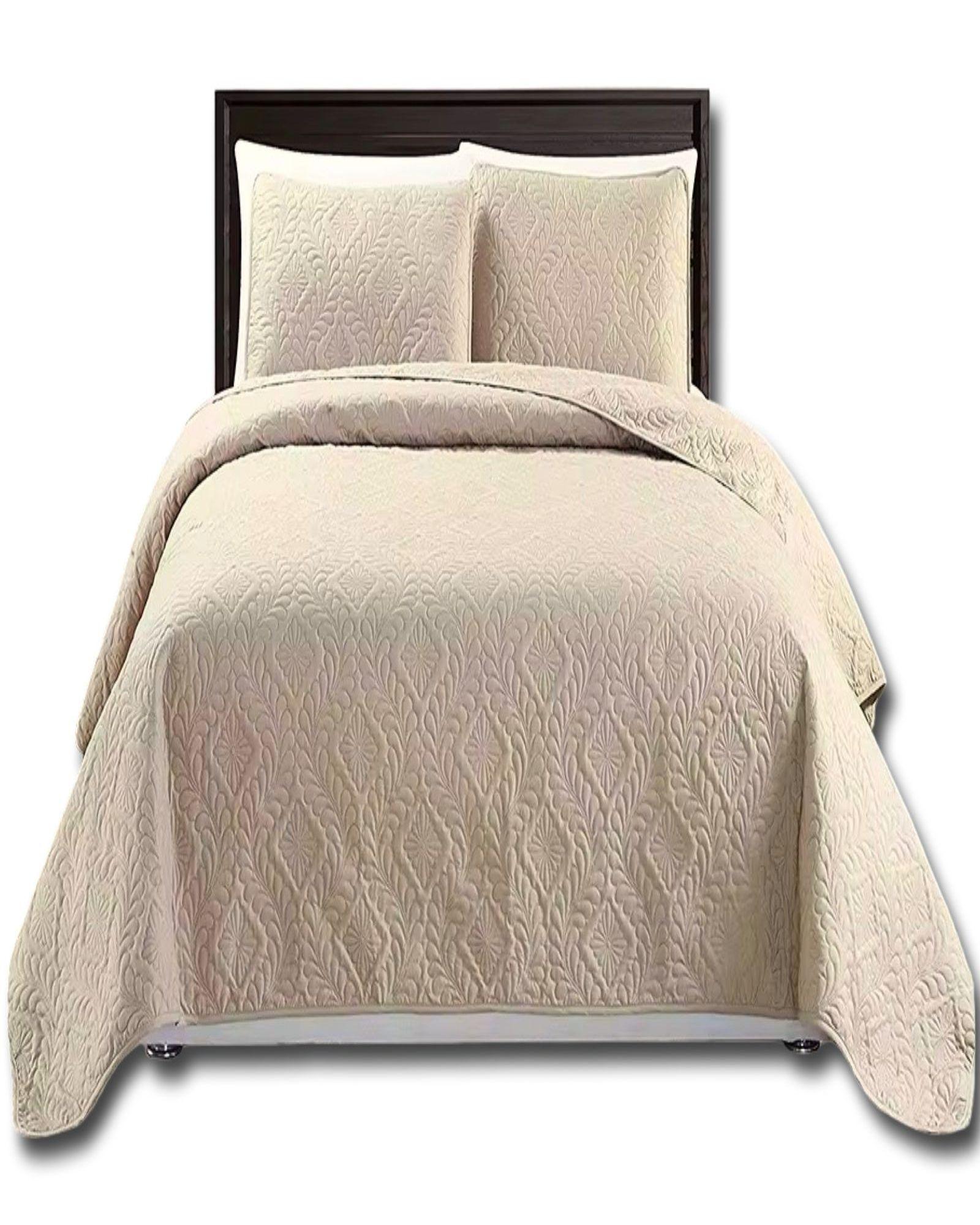 COBERTOR COLCHA DE VERANO QUILT KING - SUPER KING 250 CM X 270 CM BEIGE-0