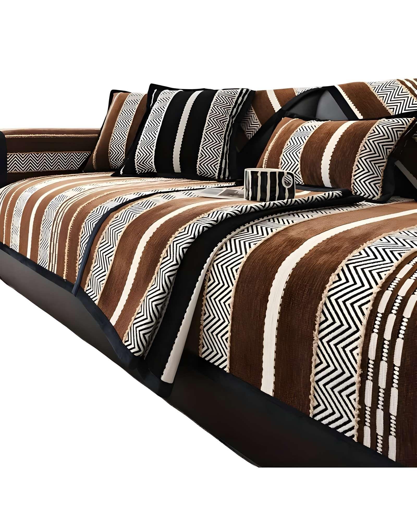 FUNDAS MAT PARA SOFA CON DISEÑO RAYAS CAFÉ-1