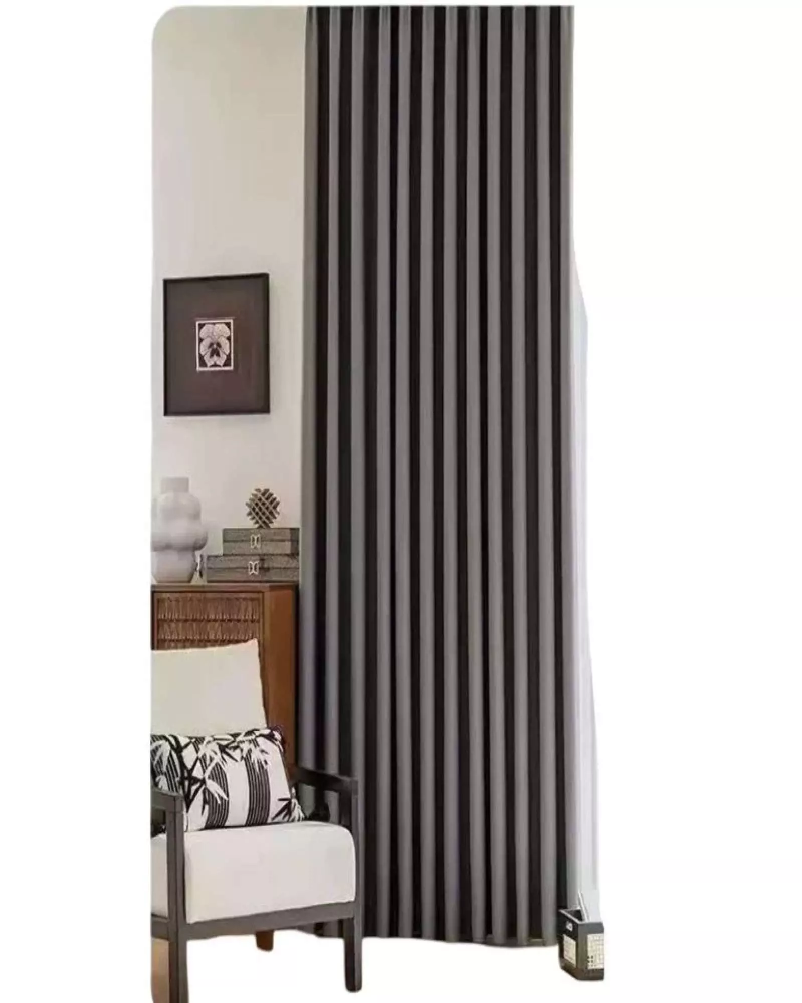 CORTINAS LIVING DORMITORIO 2 PAÑOS CON ARGOLLA GRIS-1