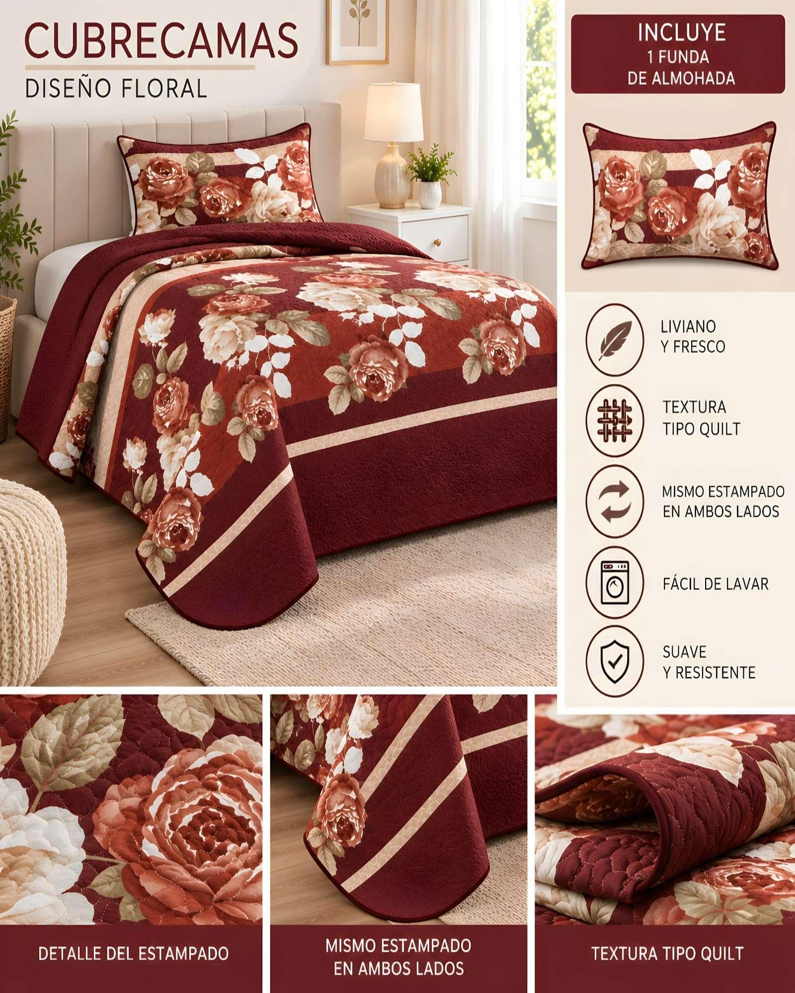 Cubrecama Quilt de Verano Plaza y Media con Funda Incluida 08-4