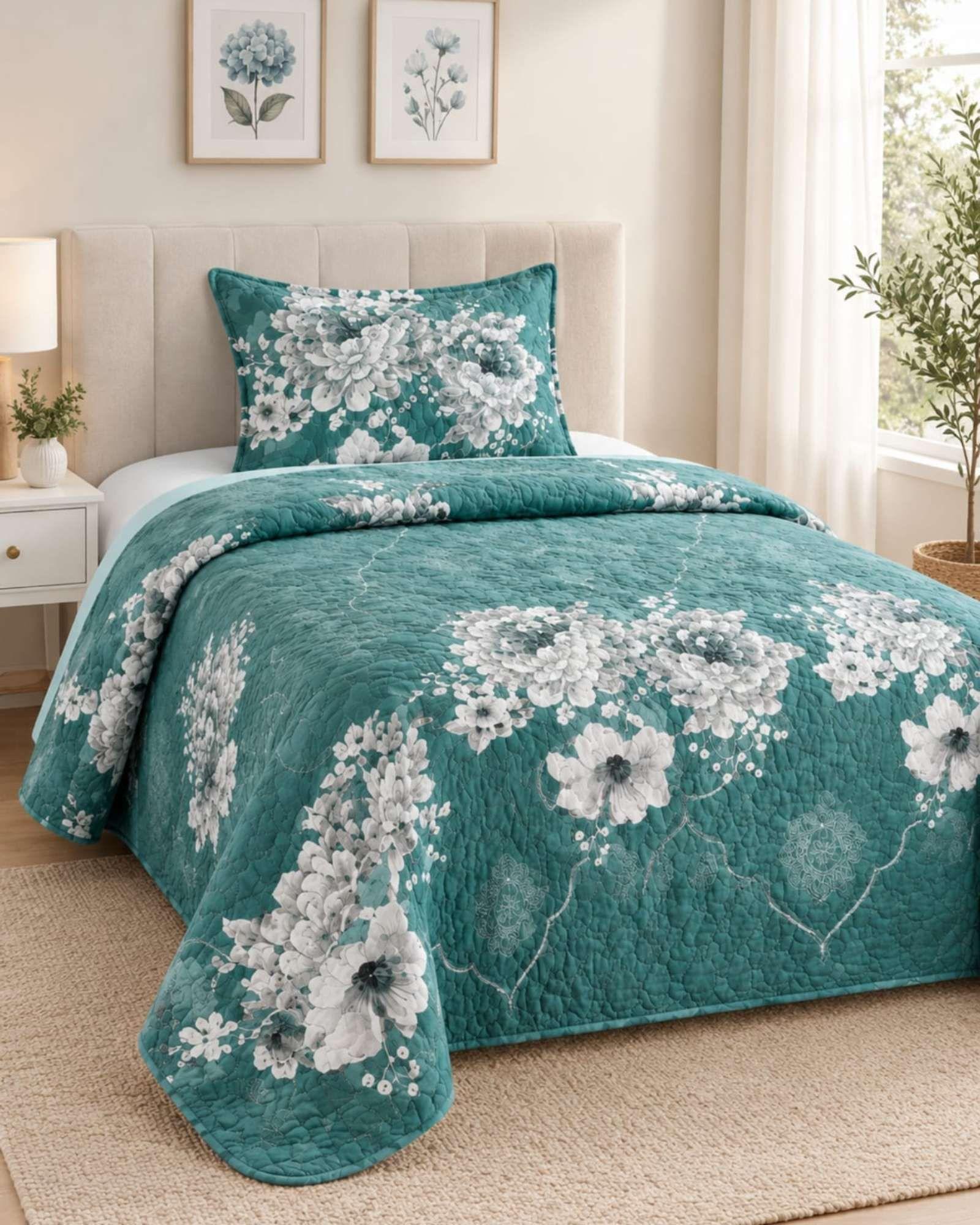 Set Cubrelecho Quilt Verano 1.5 Plazas Fresco + 1 Almohada a10-1