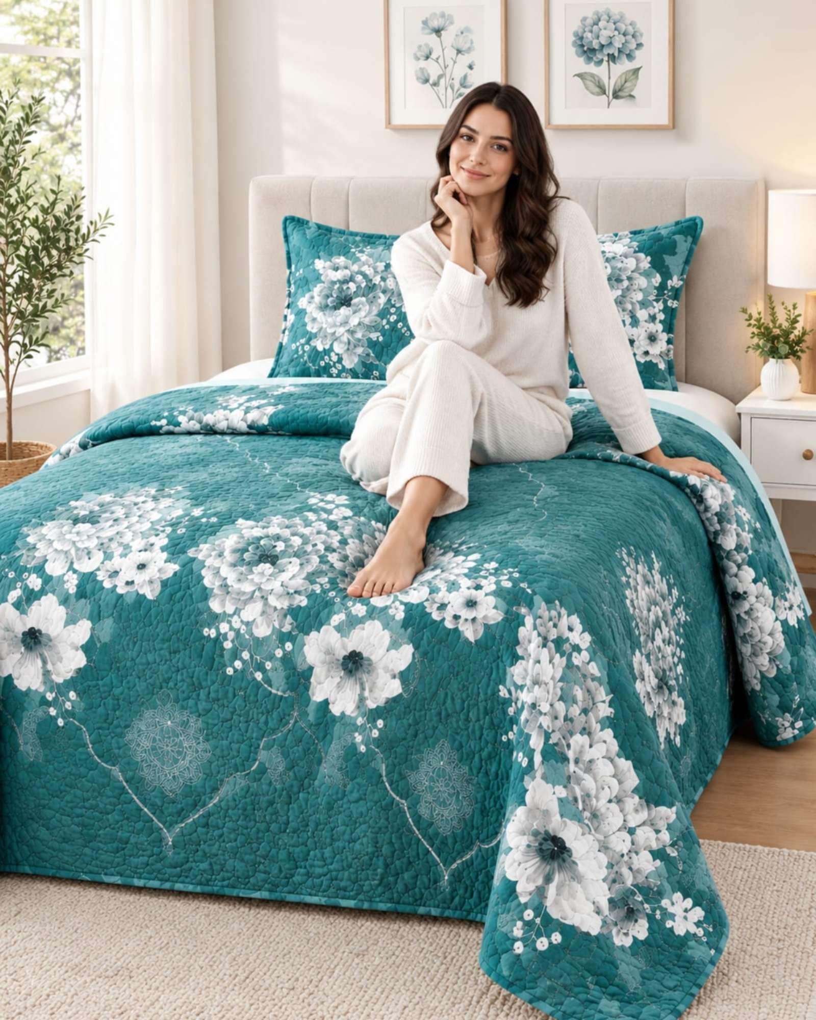 Set Cubrelecho Quilt Verano 1.5 Plazas Fresco + 1 Almohada a10-2