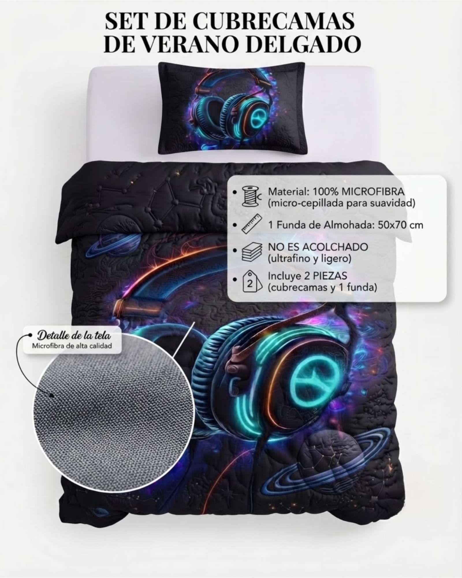 Set De Cama Verano 1.5 Plazas Cubrecama Ultraligero Mas Almohada m3-5