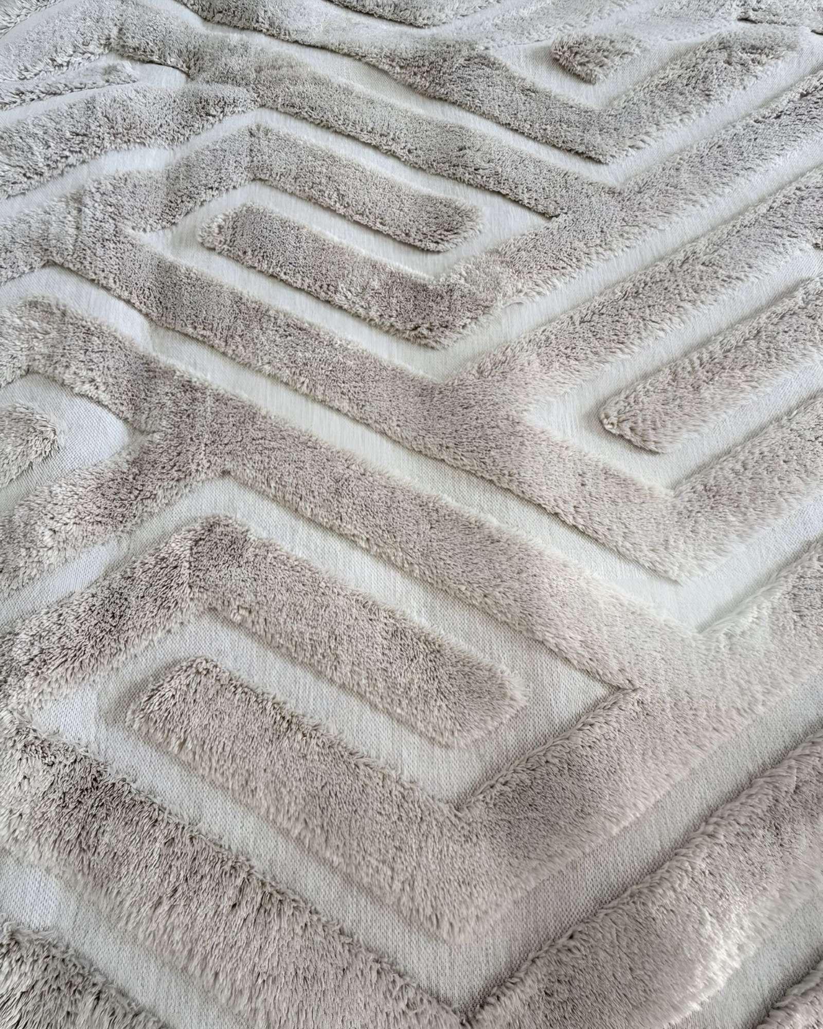 ALFOMBRA LIVING COMEDOR DISEÑO GEOMETRICO 160X200CM BEIGE CLARO-3