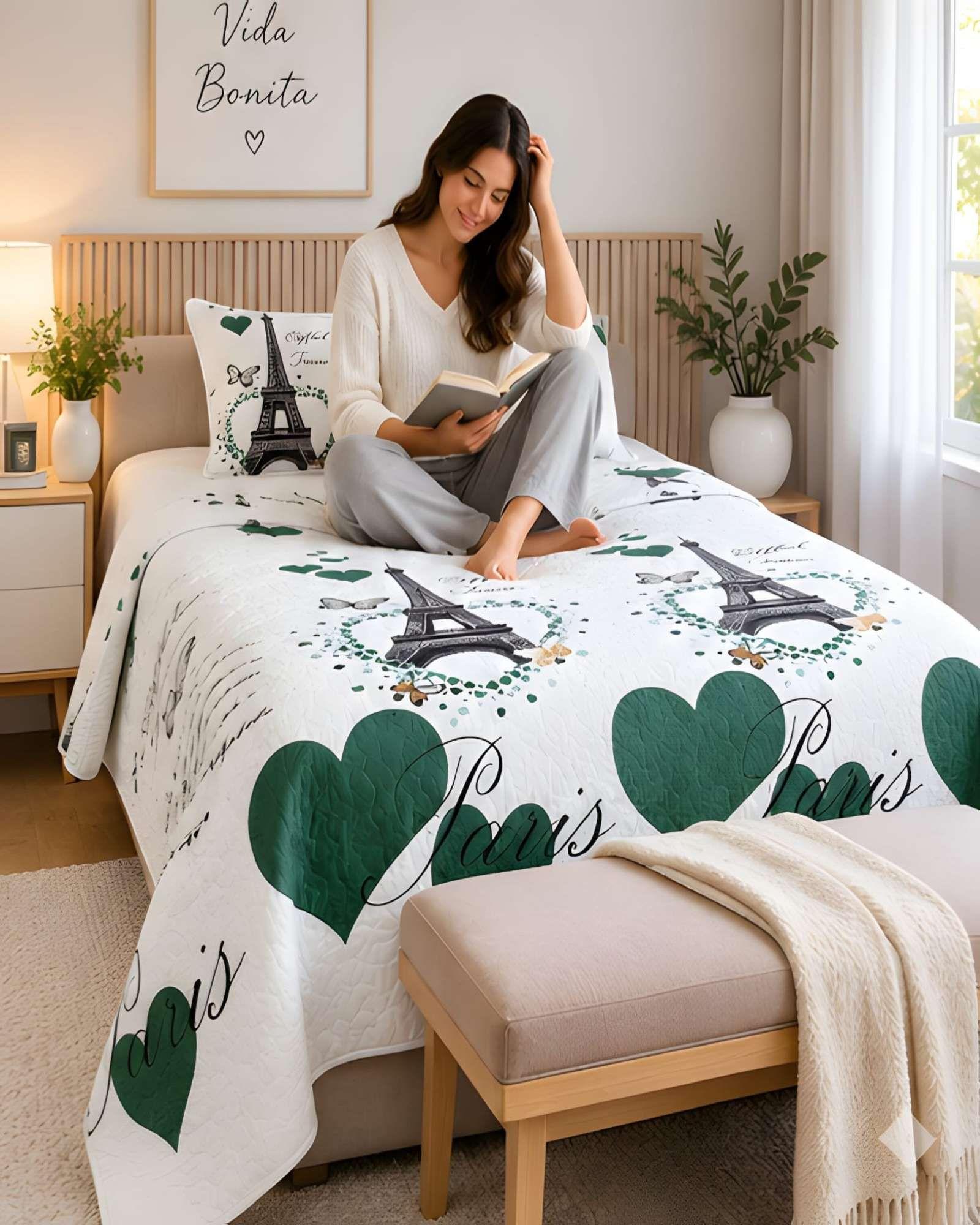 Quilt Delgado Cubrecama 1.5 Plazas + Funda de Almohada D28-2