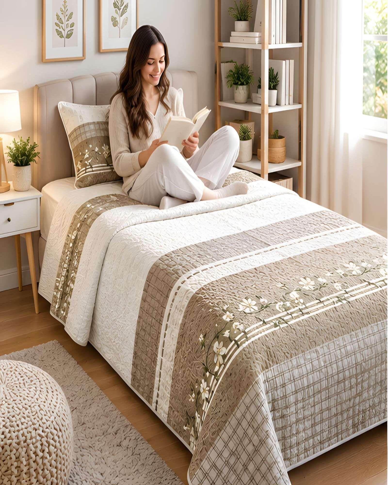 Quilt Delgado Cubrecama 1.5 Plazas + Funda de Almohada D16-2