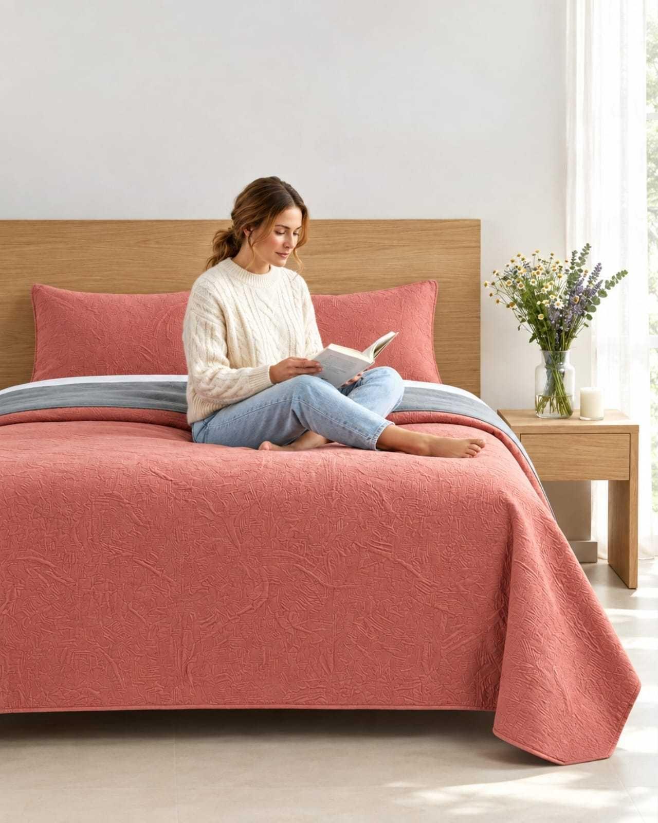 Cubrecama Delgado King Transpirable Con Fundas Mas Almohadas m24-3