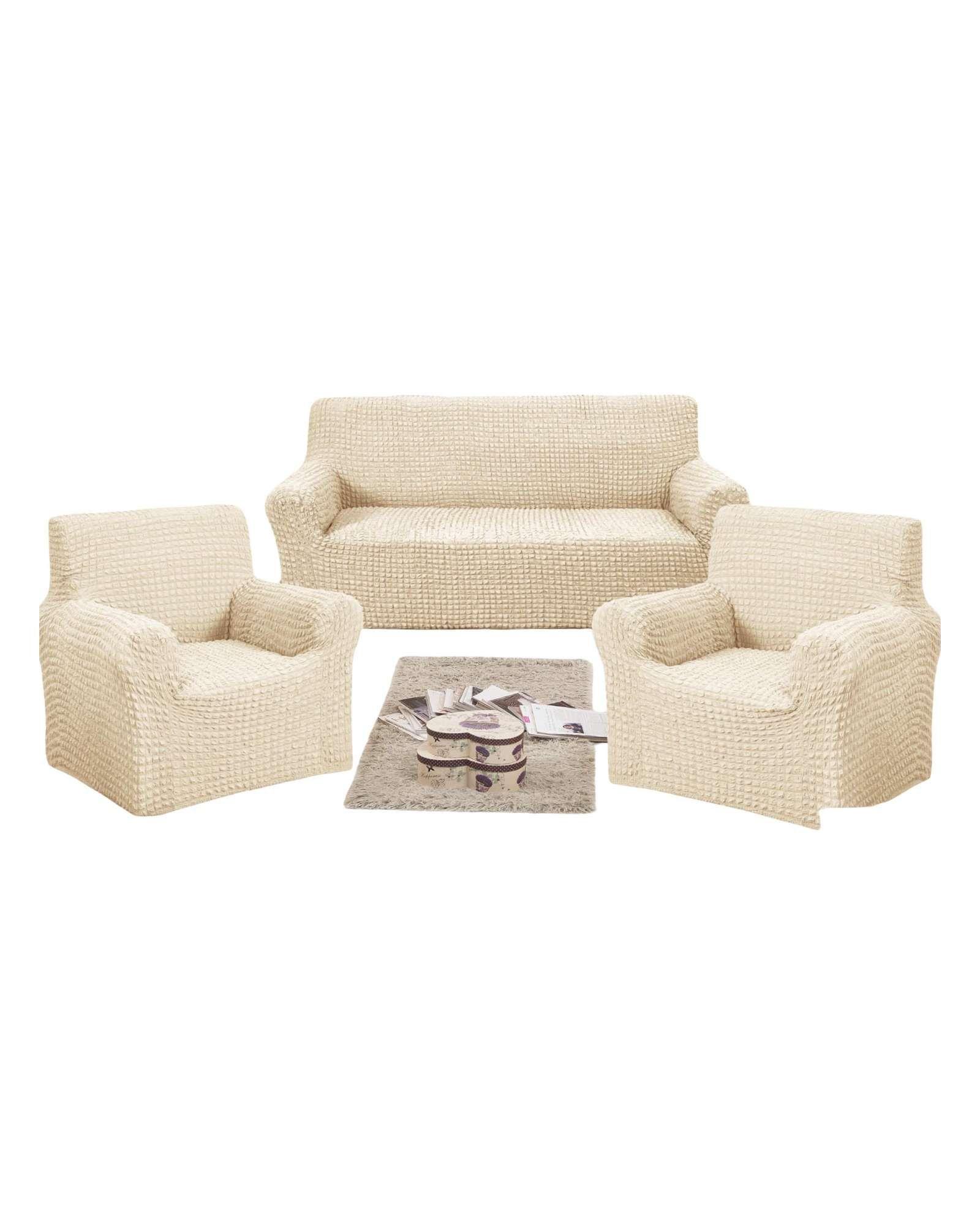 SET DE FUNDAS DE SOFA 3+1+1 - MODELO CUADRILLE BLANCO-0