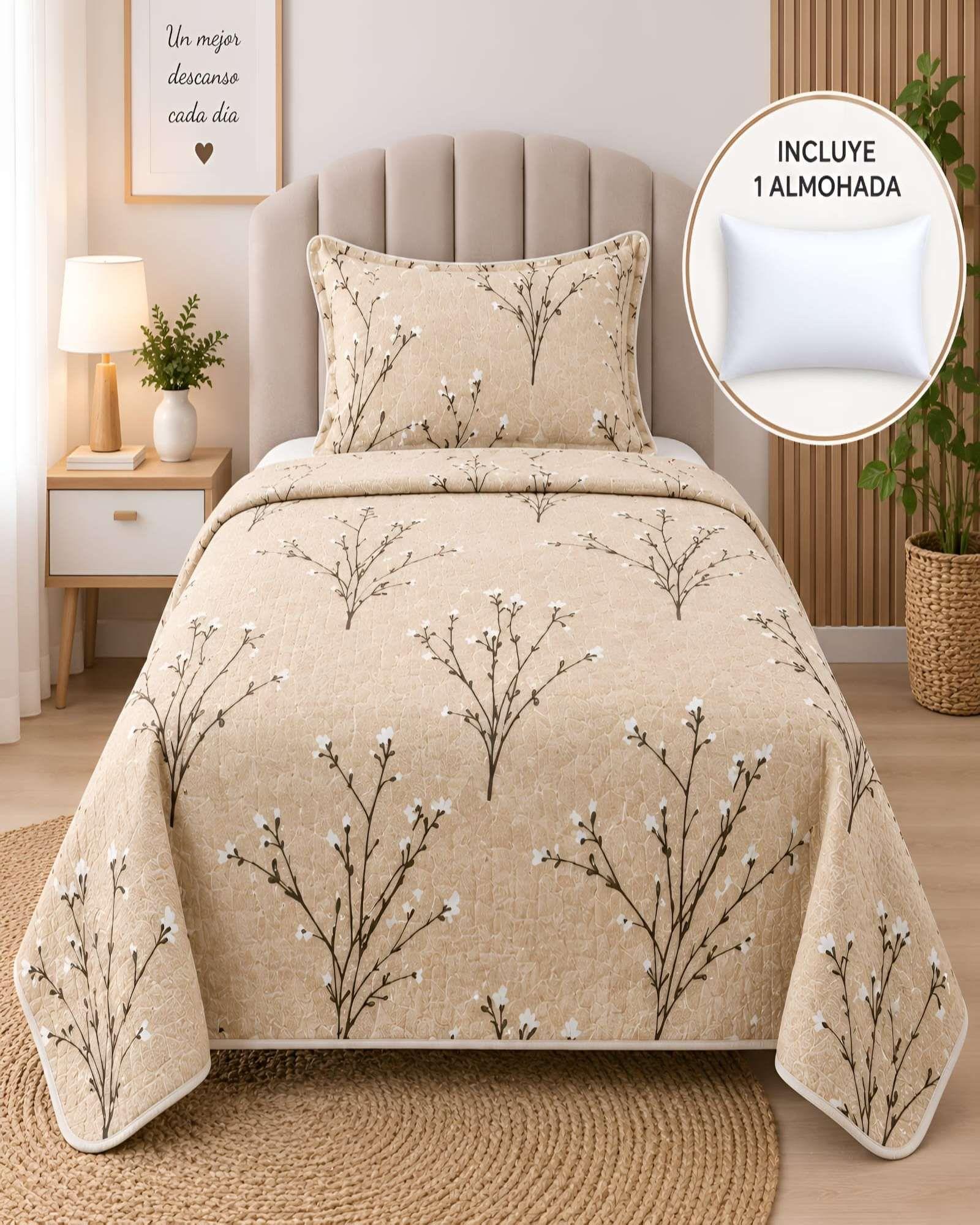 Set Cubrecama Verano 1.5 Plazas  + Almohada + Funda 21-2