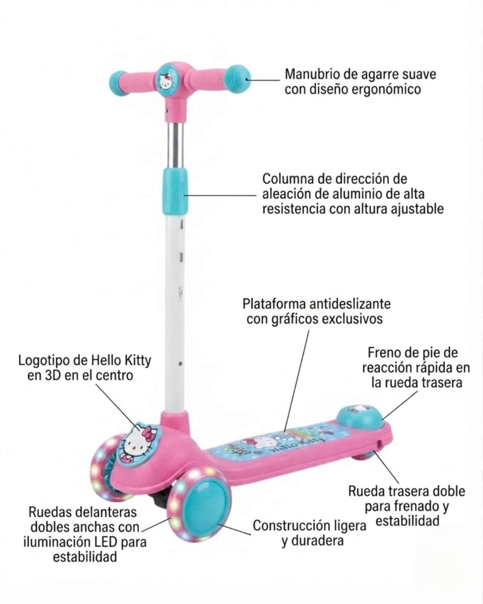 Scooter Infantil 3 Ruedas De Alta Estabilidad De Hello Kitty-4