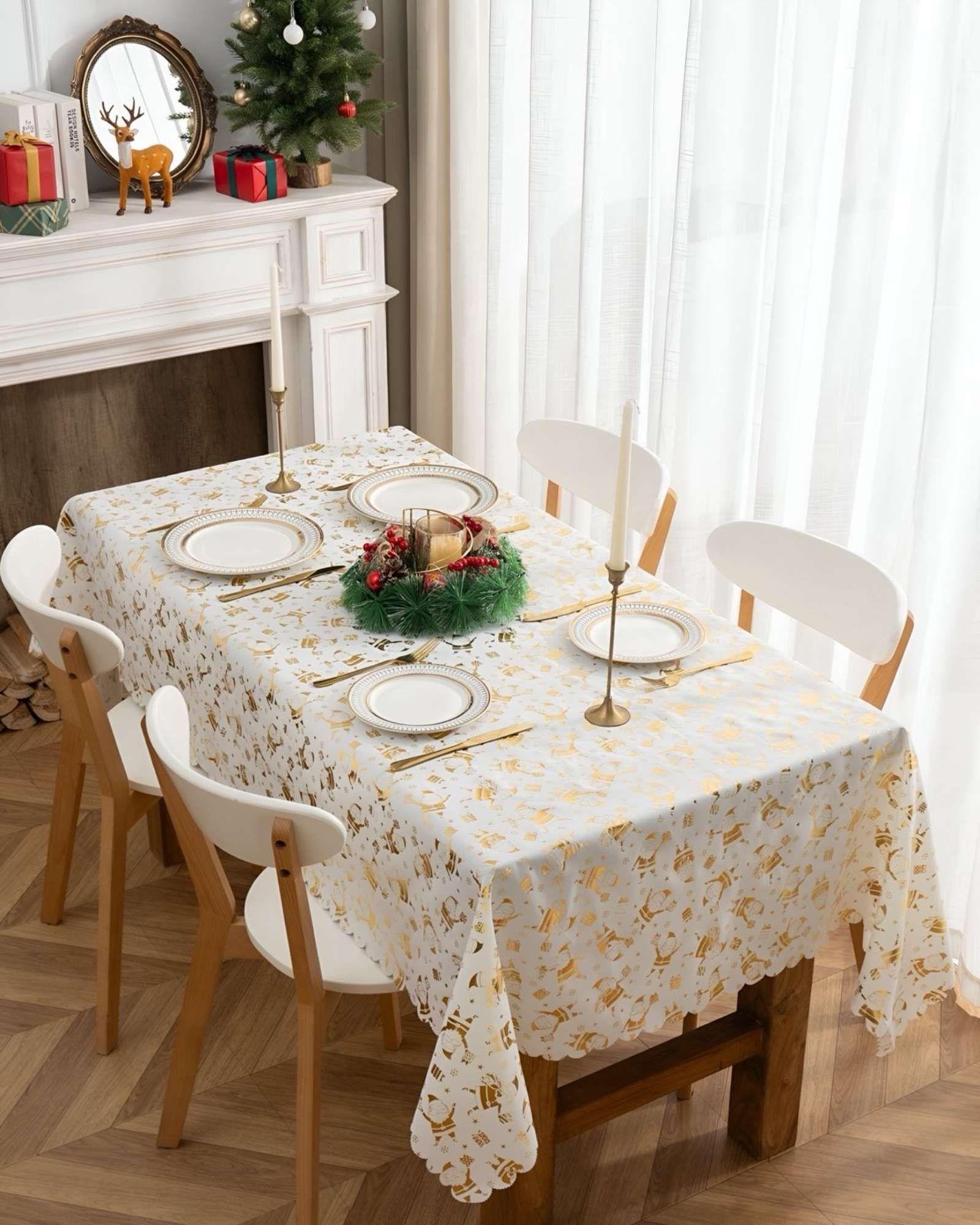 Mantel decorativo antimanchas Diseño navideño 140x220 cm 08-2