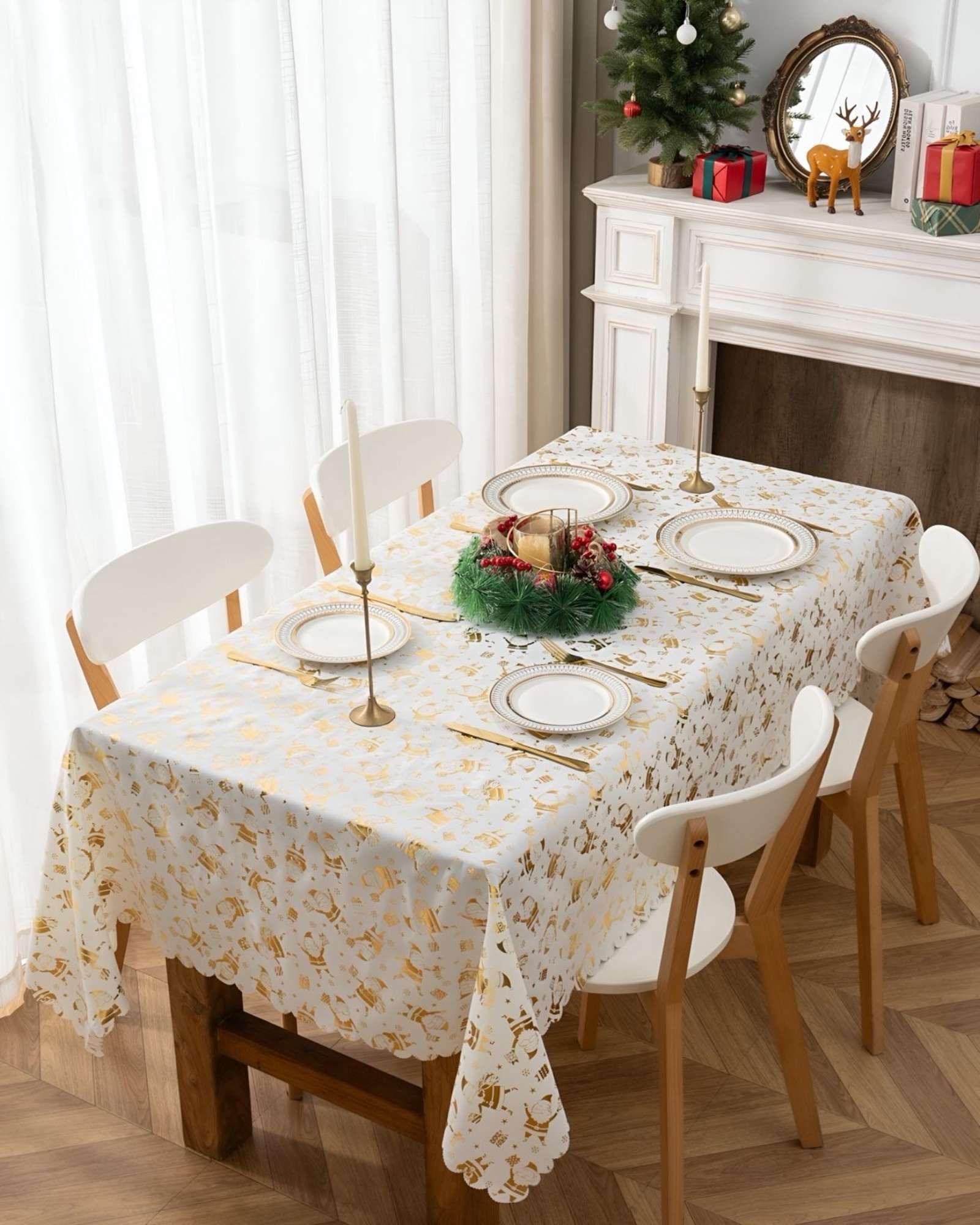 Mantel decorativo antimanchas Diseño navideño 140x220 cm 08-3