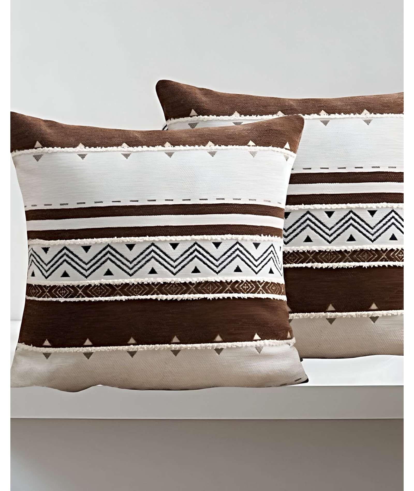 JUEGO DE 2 FUNDAS DE COJINES DISEÑO CHENILLE MANDALA A3-2