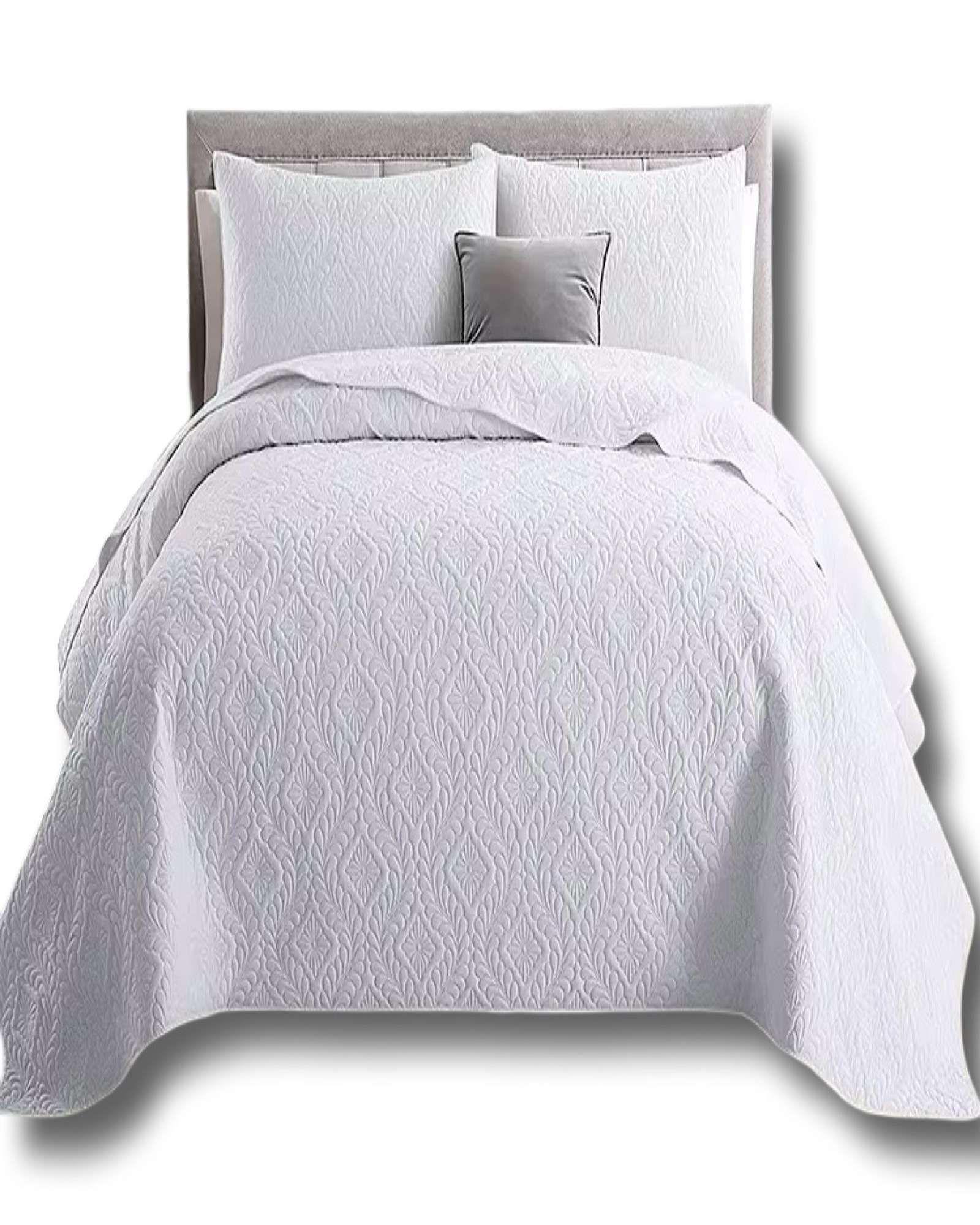 COBERTOR COLCHA DE VERANO QUILT PLAZA Y MEDIA BLANCO-0