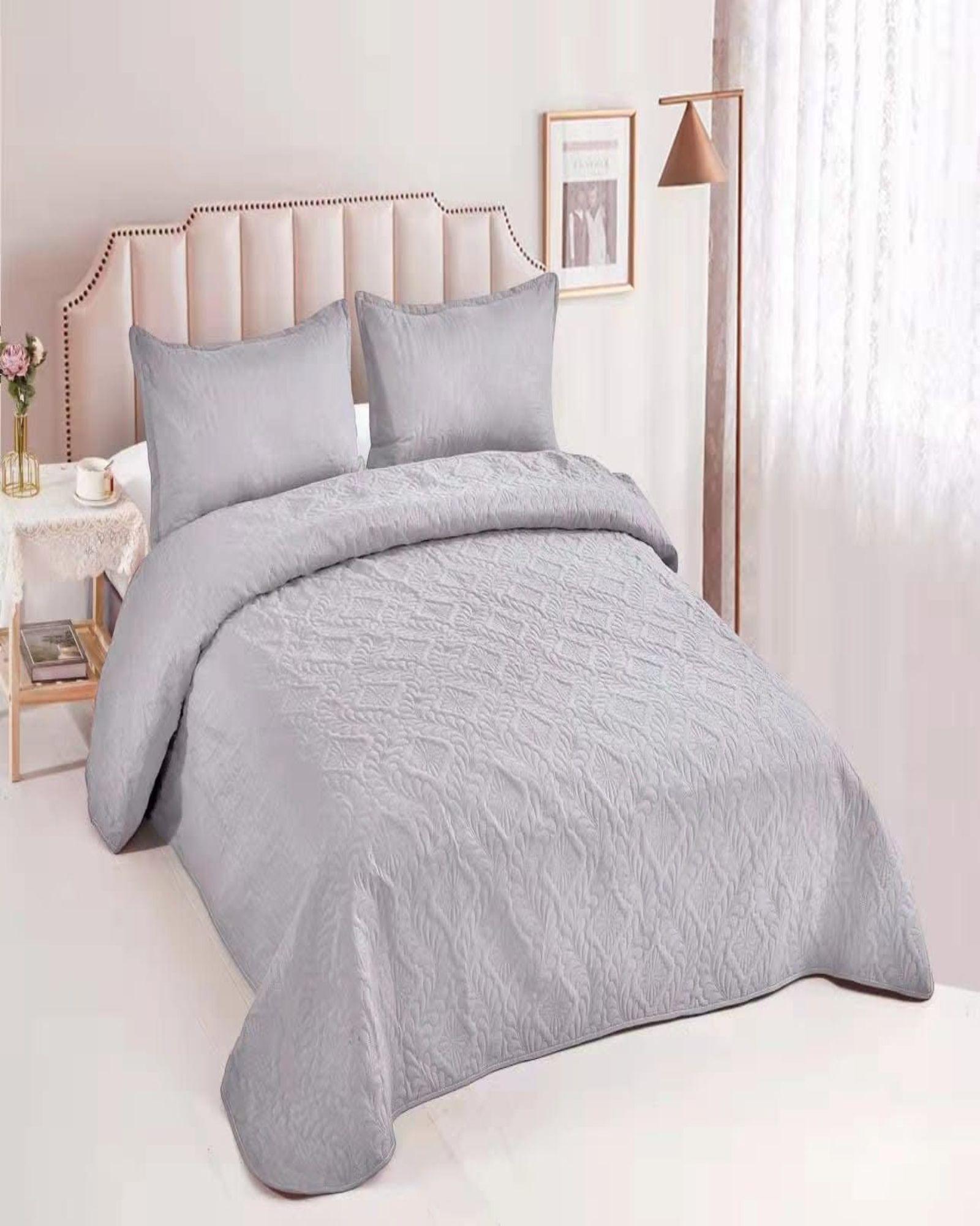 COBERTOR COLCHA DE VERANO QUILT PLAZA Y MEDIA GRIS-3