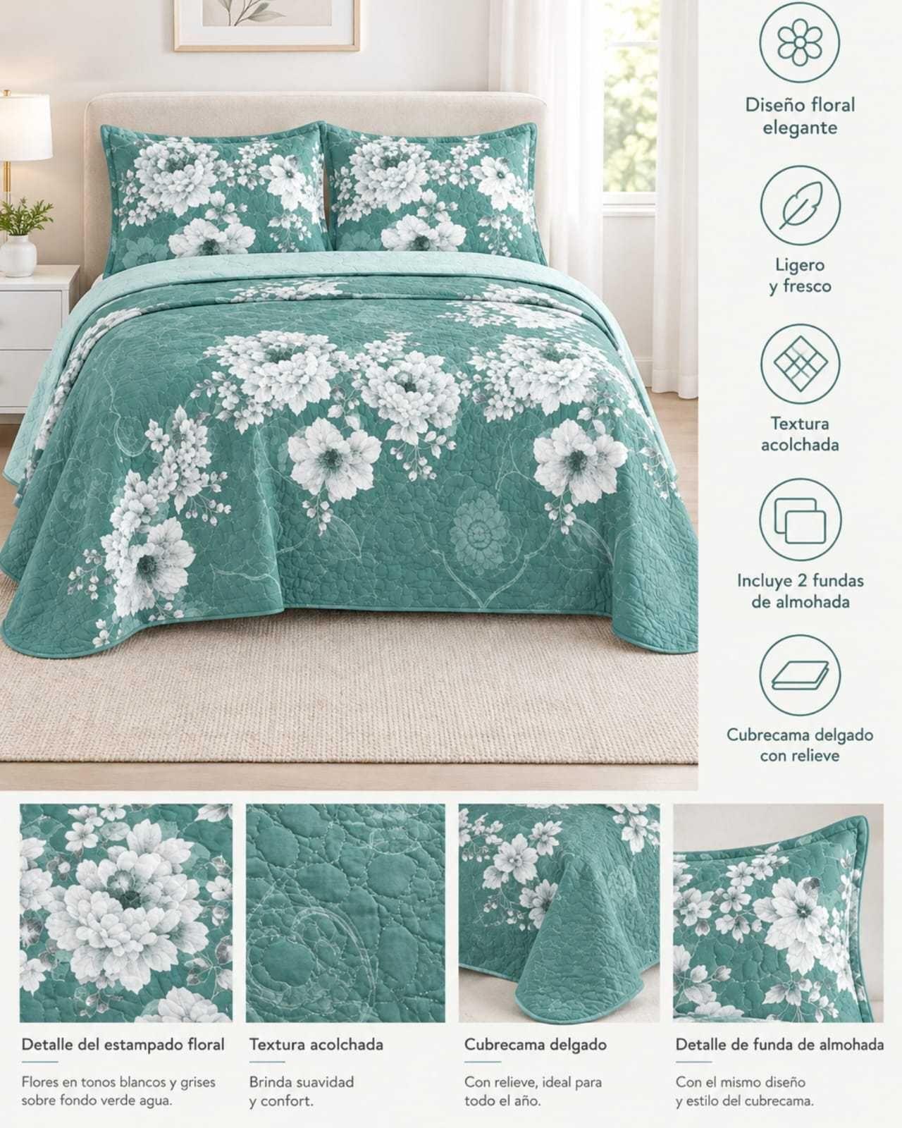 Cubrecama Delgado King Transpirable Con Fundas Mas Almohadas m20-4