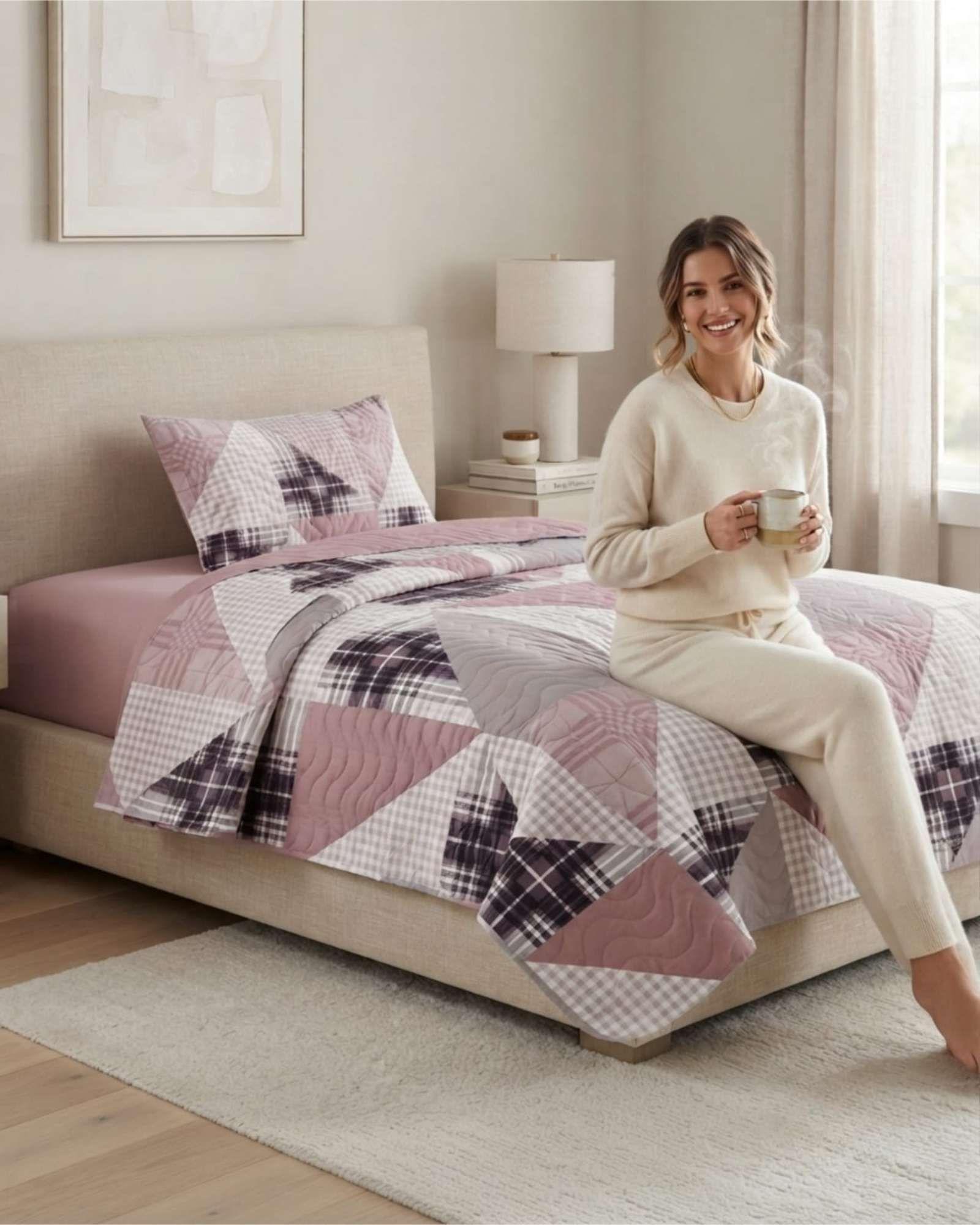 Cubrecama Quilt de Verano 1.5 Plazas Delgado + 1 Almohada 01-3