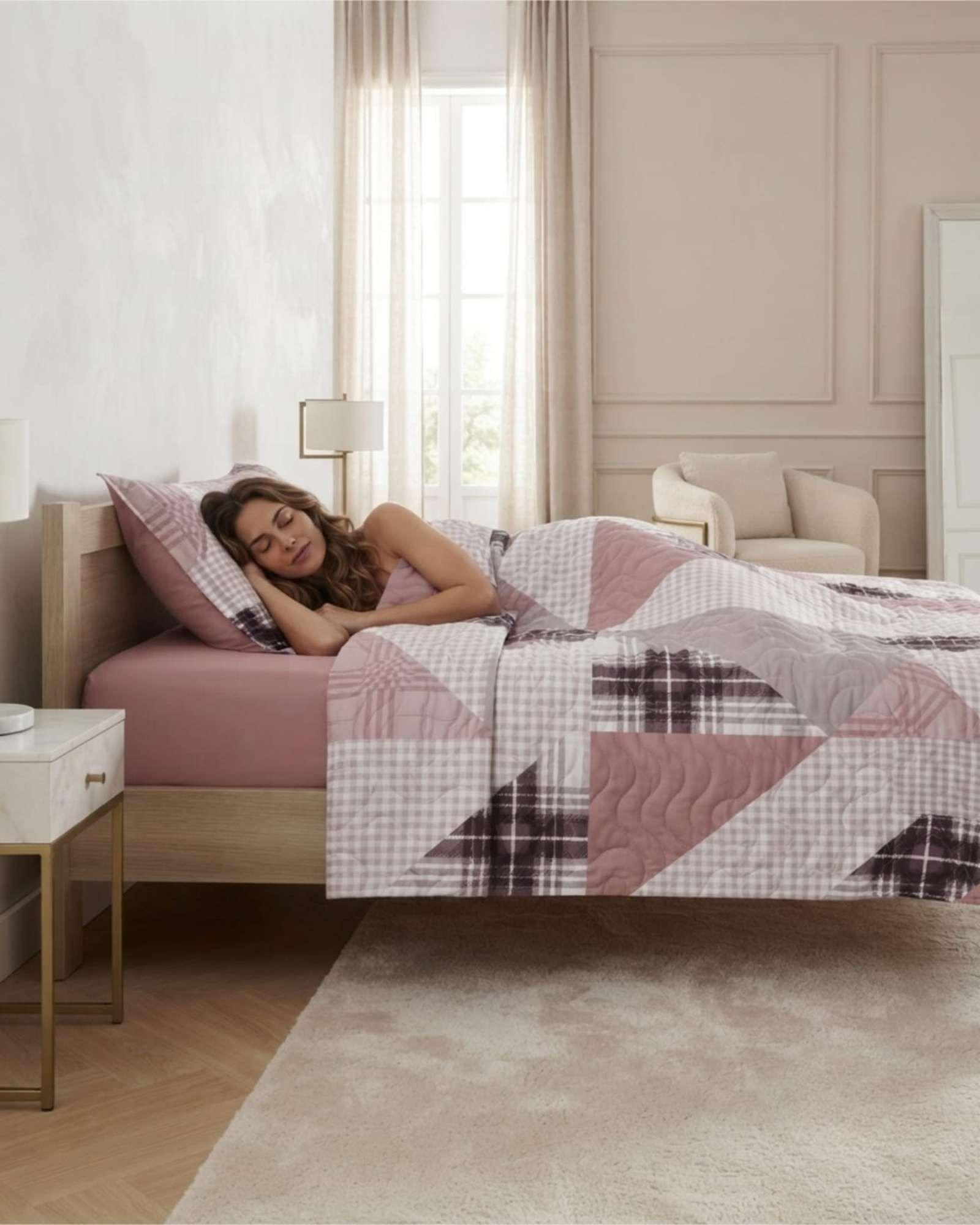 Cubrecama Quilt de Verano 1.5 Plazas Delgado + 1 Almohada 01-4