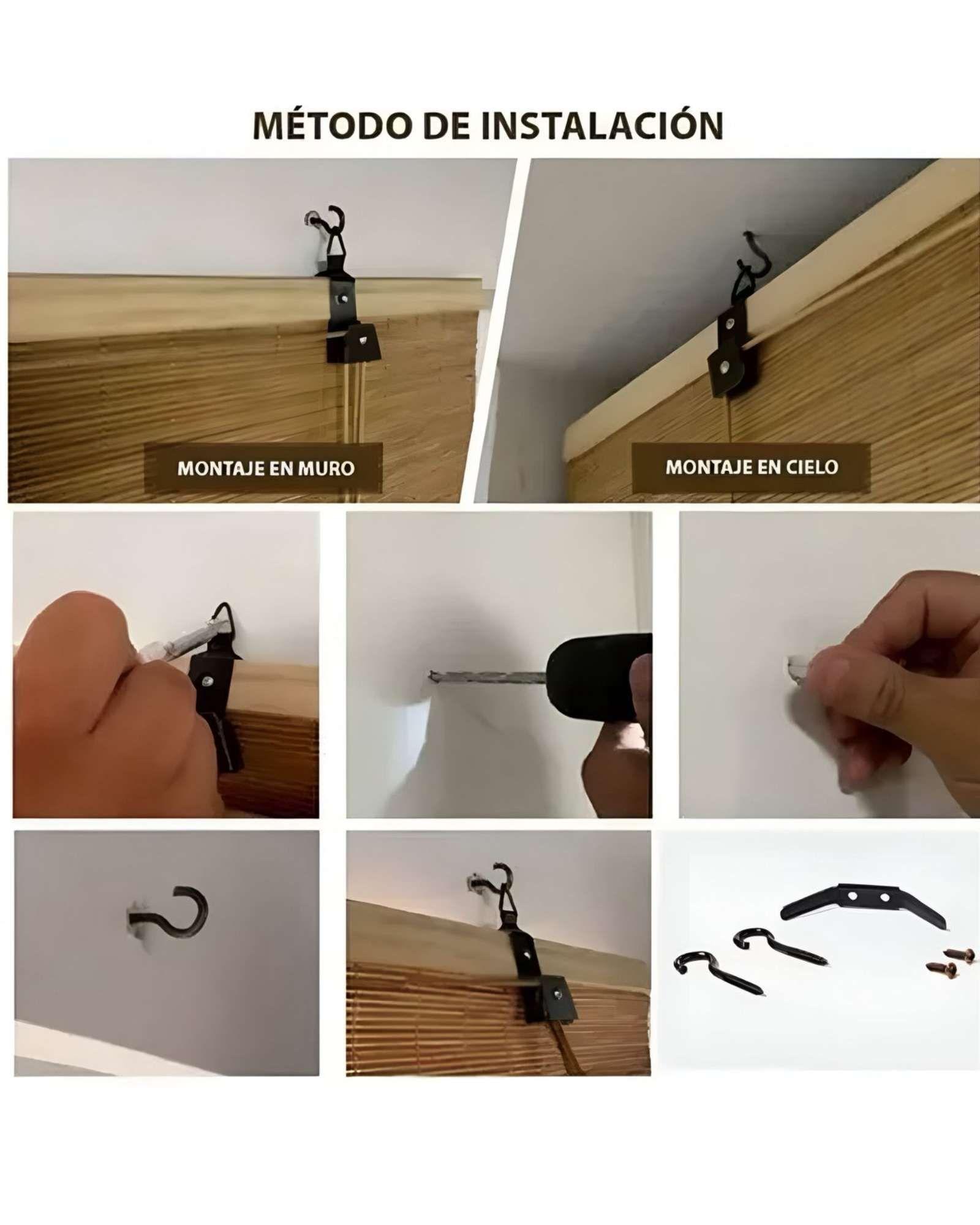 PACK DE 2 CORTINAS PERSIANA BAMBÚ 150X180 ESTERILLA ENROLLABLE NEGRO - BEIGE-4
