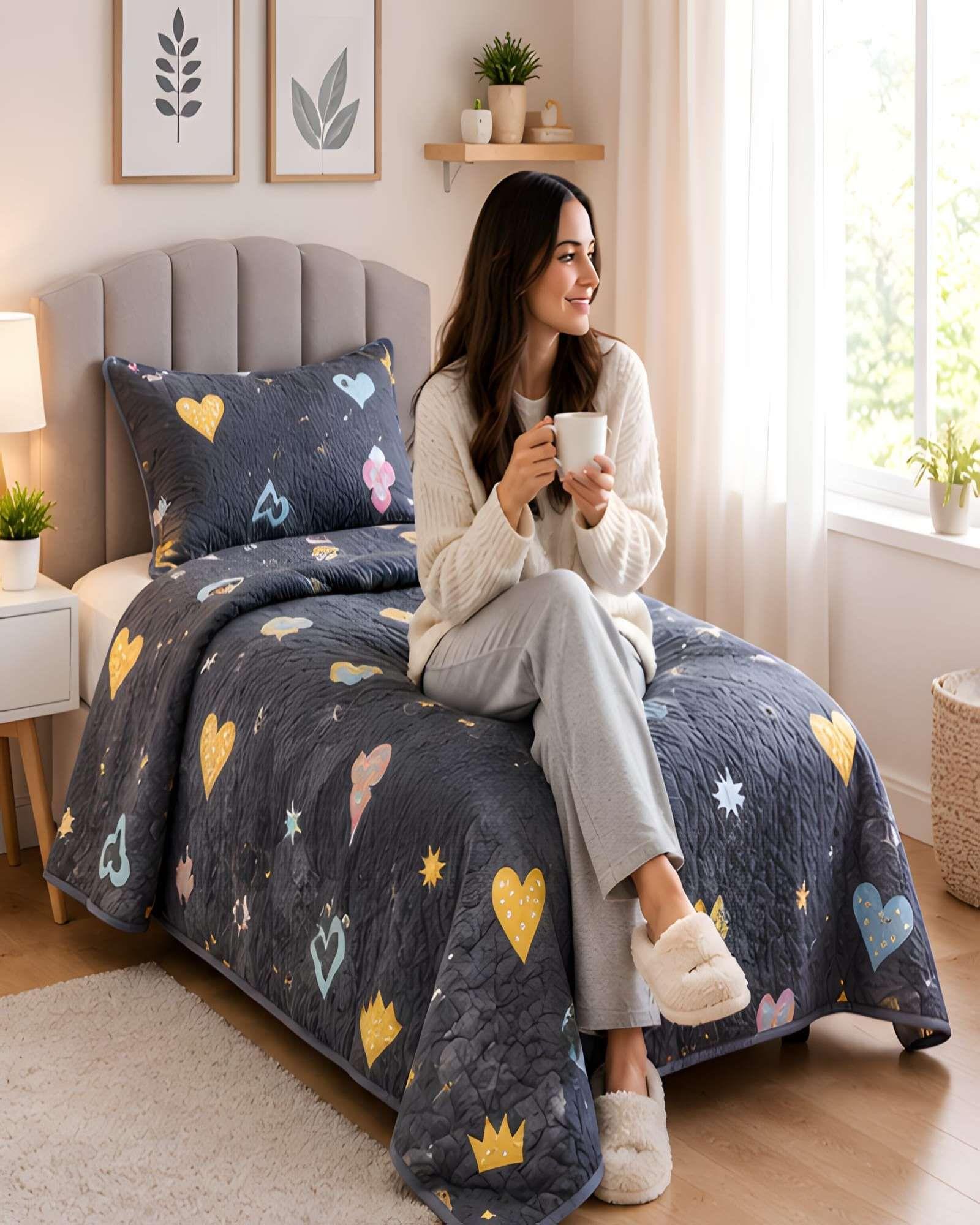 Set Cubrecama Verano 1.5 Plazas  + Almohada + Funda 14-3