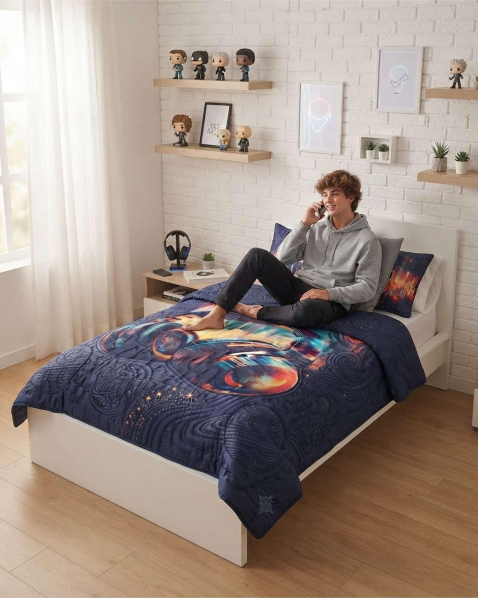 Set De Cama Verano 1.5 Plazas Cubrecama Ultraligero Mas Almohada m2-1
