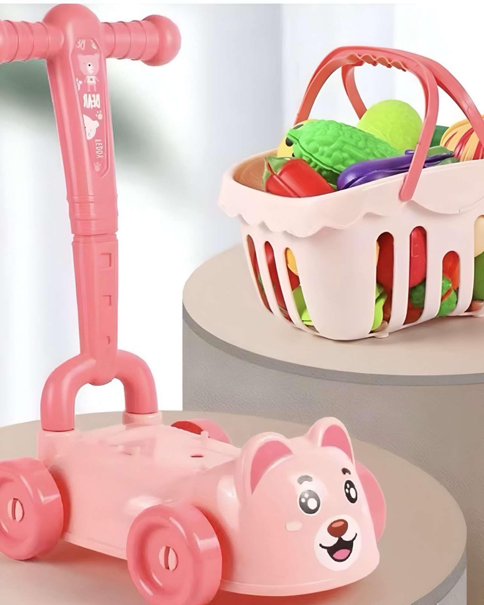 CARRO ANDADOR CORREPASILLOS DE COMPRAS FRUTAS Y VERDURAS ROSA-1