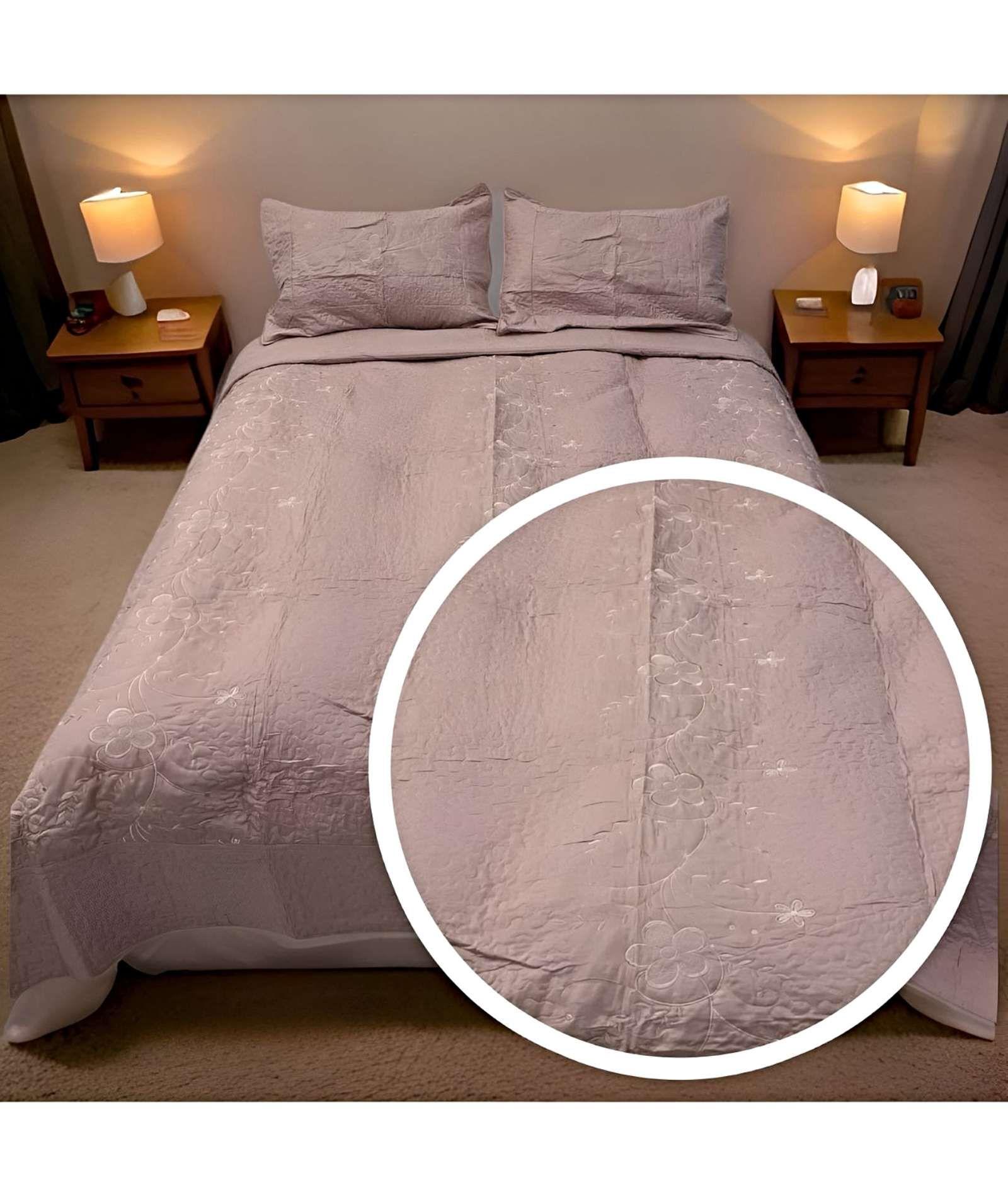 CUBRECAMA COLCHA QUILT VERANO KING-SUPER KING BORDADO A10-2