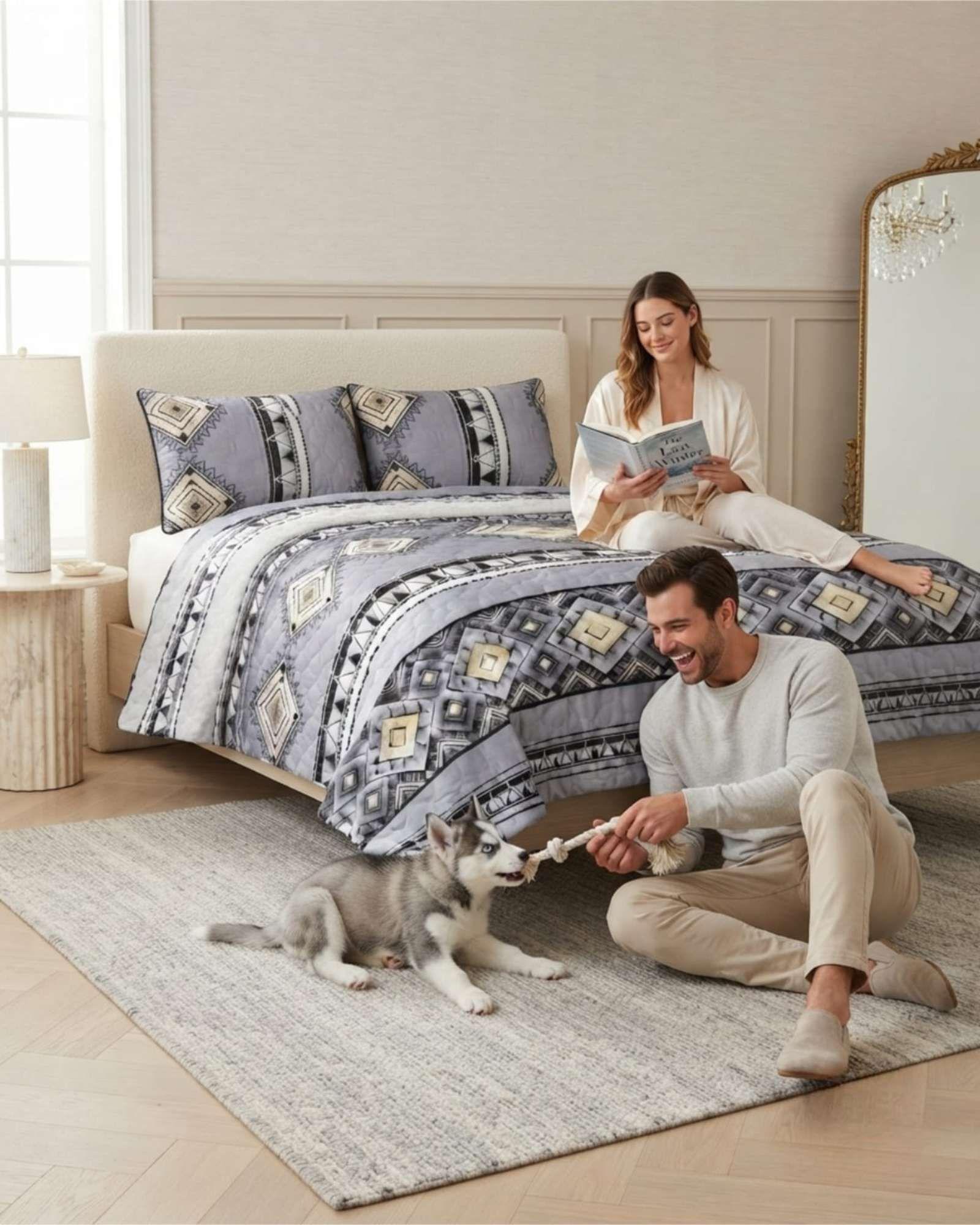 Cubrecama Quilt De Verano Ligero Y Fresco King Mas Almohadas m3-3
