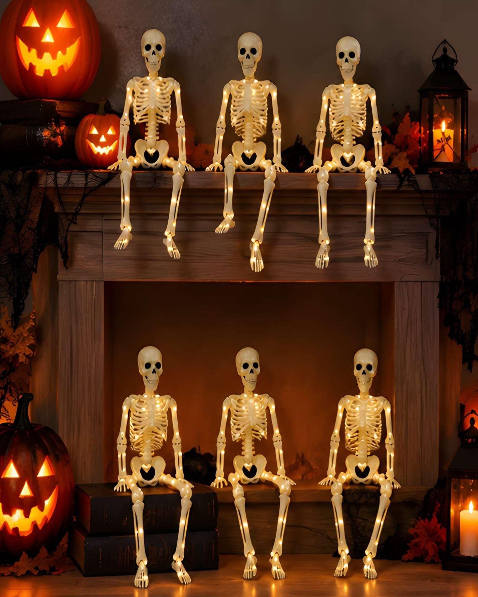 Pack 6 Esqueletos Articulados 40 cm con Luces LED Halloween-2