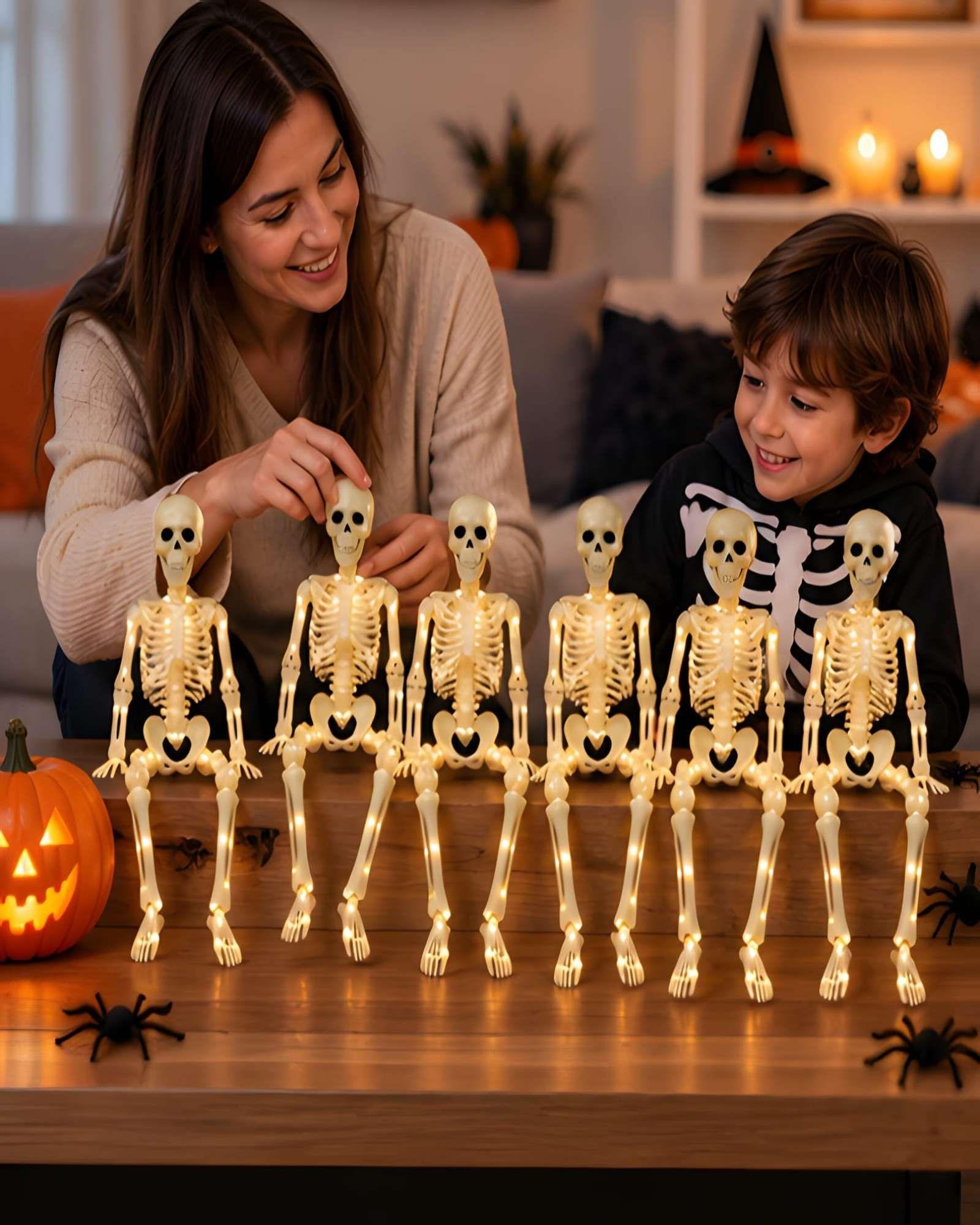 Pack 6 Esqueletos Articulados 40 cm con Luces LED Halloween-3