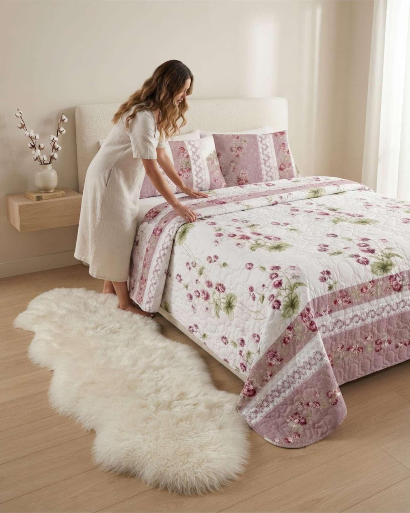 Cubrecama Quilt de Verano King Delgado Ultra Liviano + 2 Almohadas 05-3