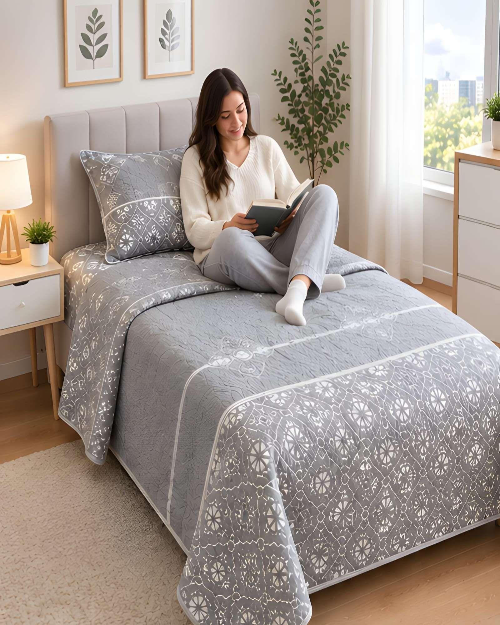 Quilt Delgado Cubrecama 1.5 Plazas + Funda de Almohada D18-0